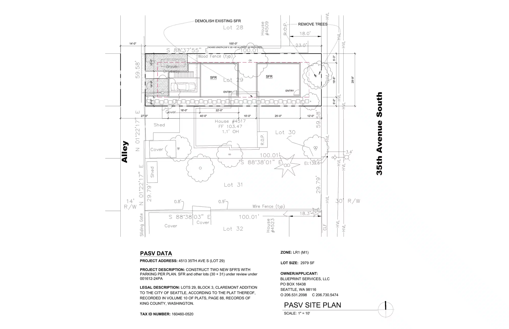Site plan for 4517 E 35th Ave S