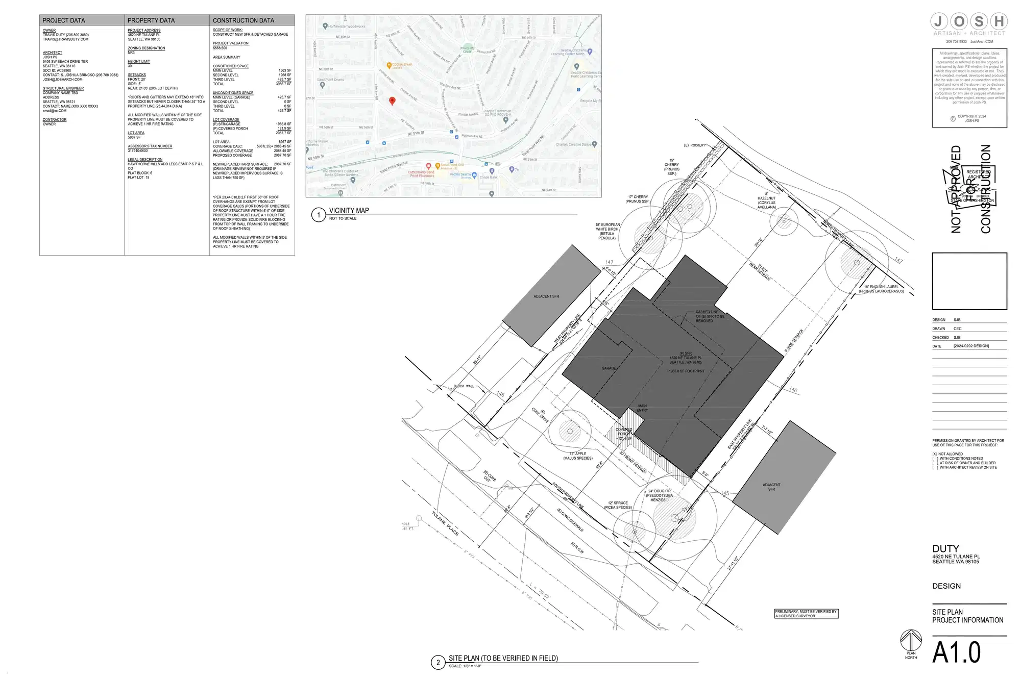 Site plan for 4520 NE Tulane Pl