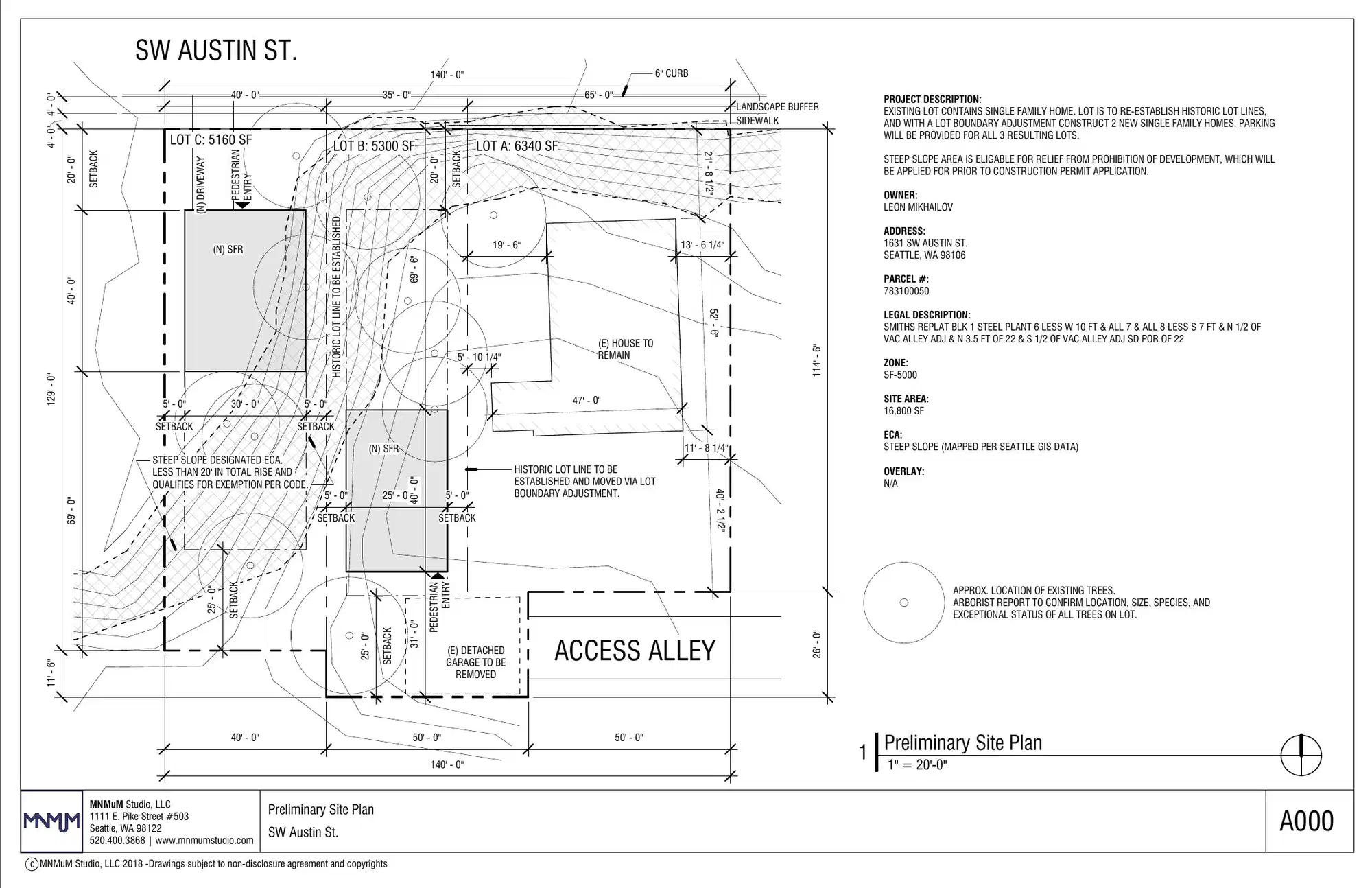 Site plan for 1631 SW Austin St