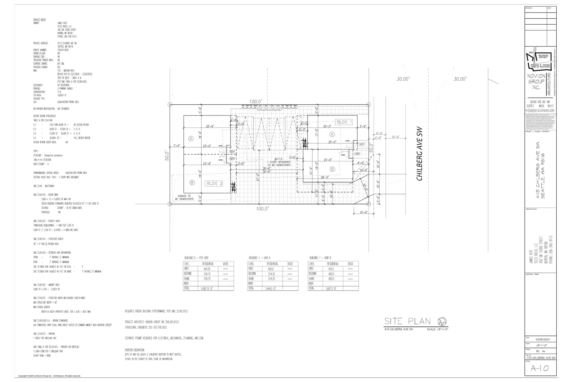 Site plan for 4113 A Chilberg Ave SW