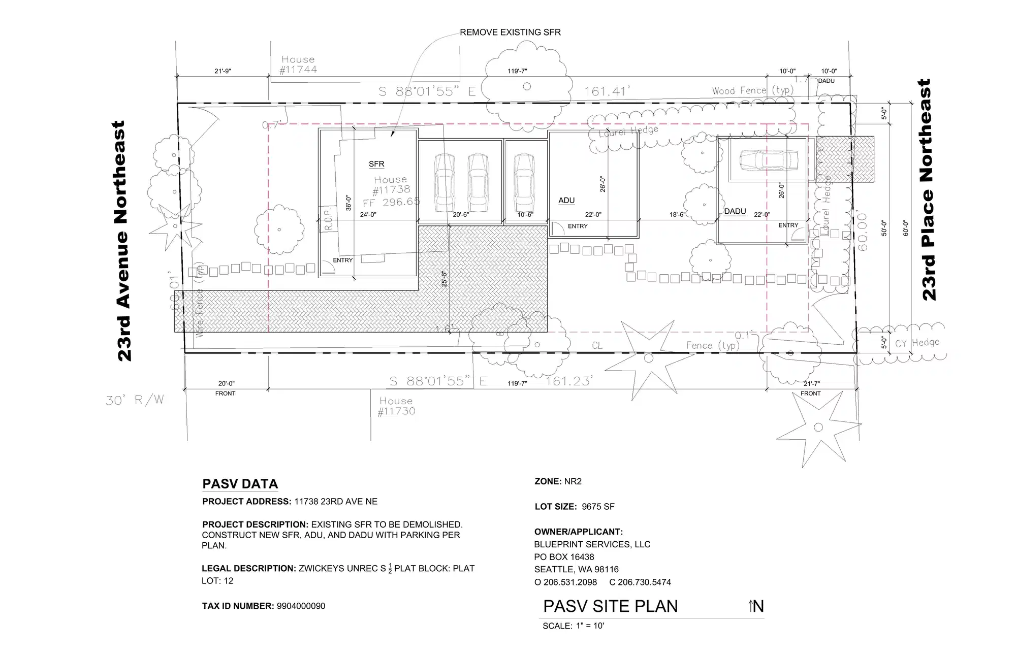 Site plan for 11738 23rd Ave NE