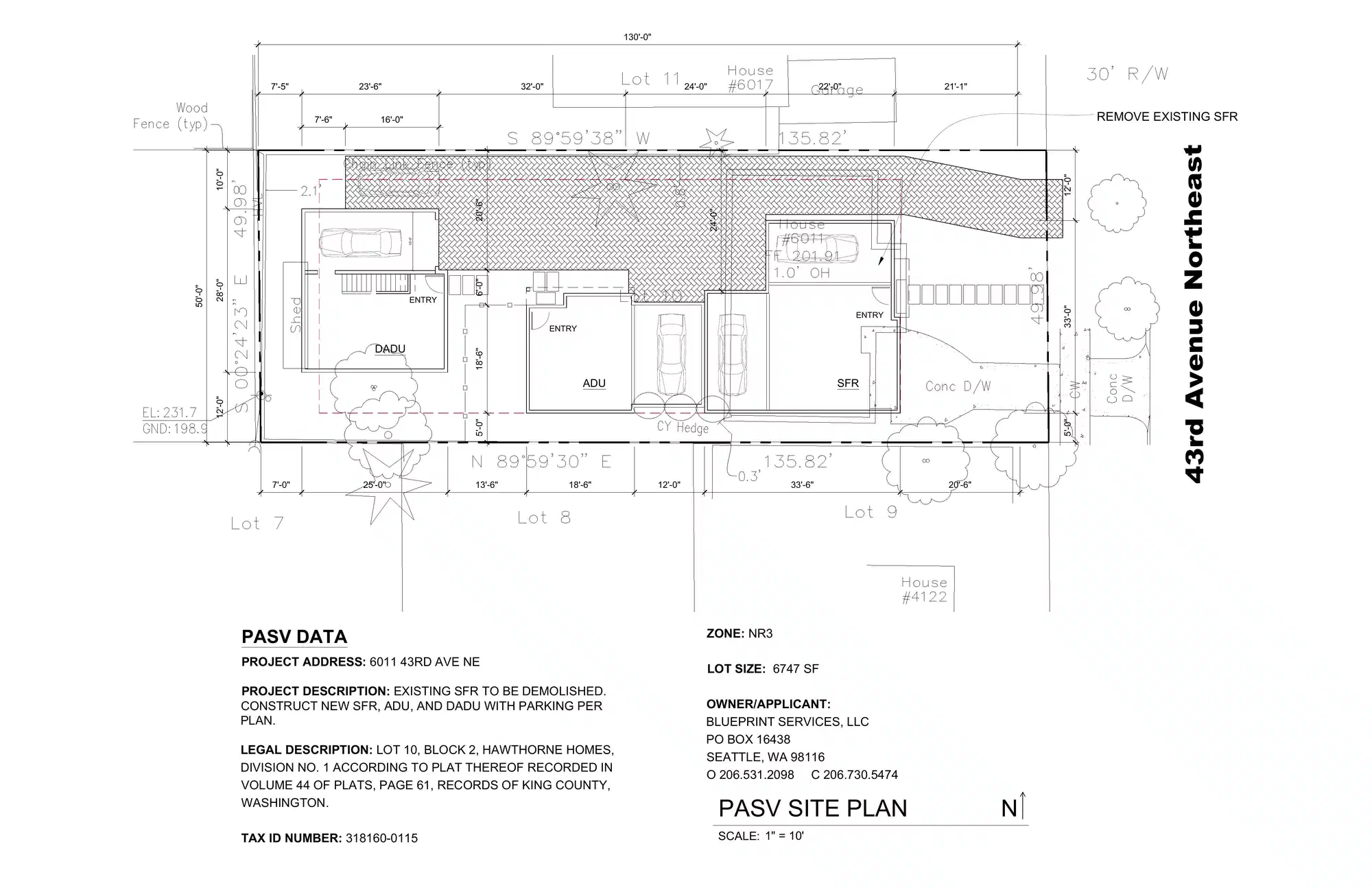 Site plan for 6011 43rd Ave NE