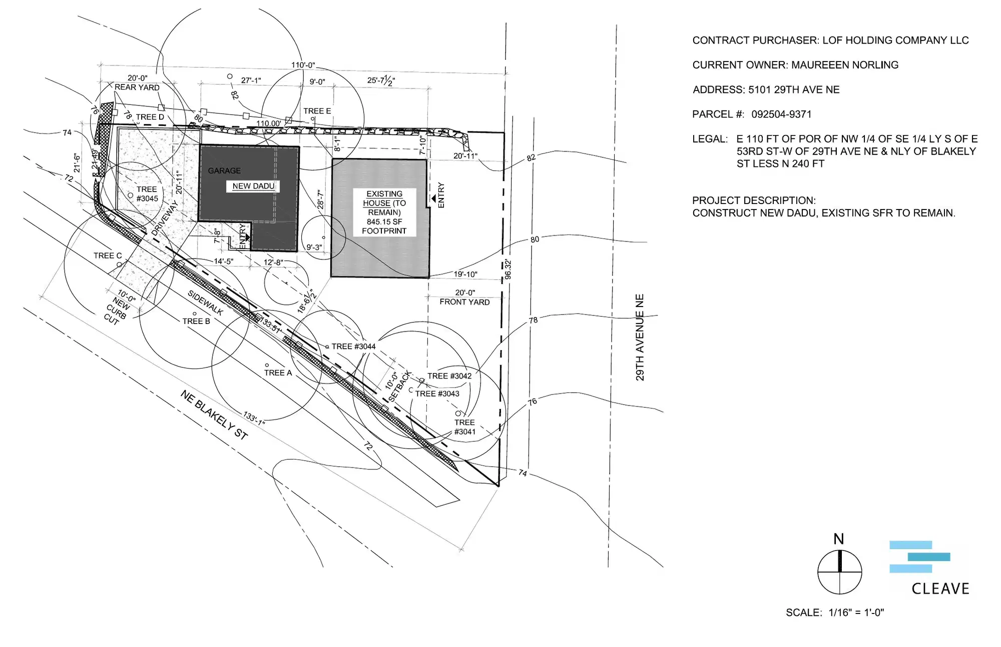 Site plan for 2726 NE Blakeley St