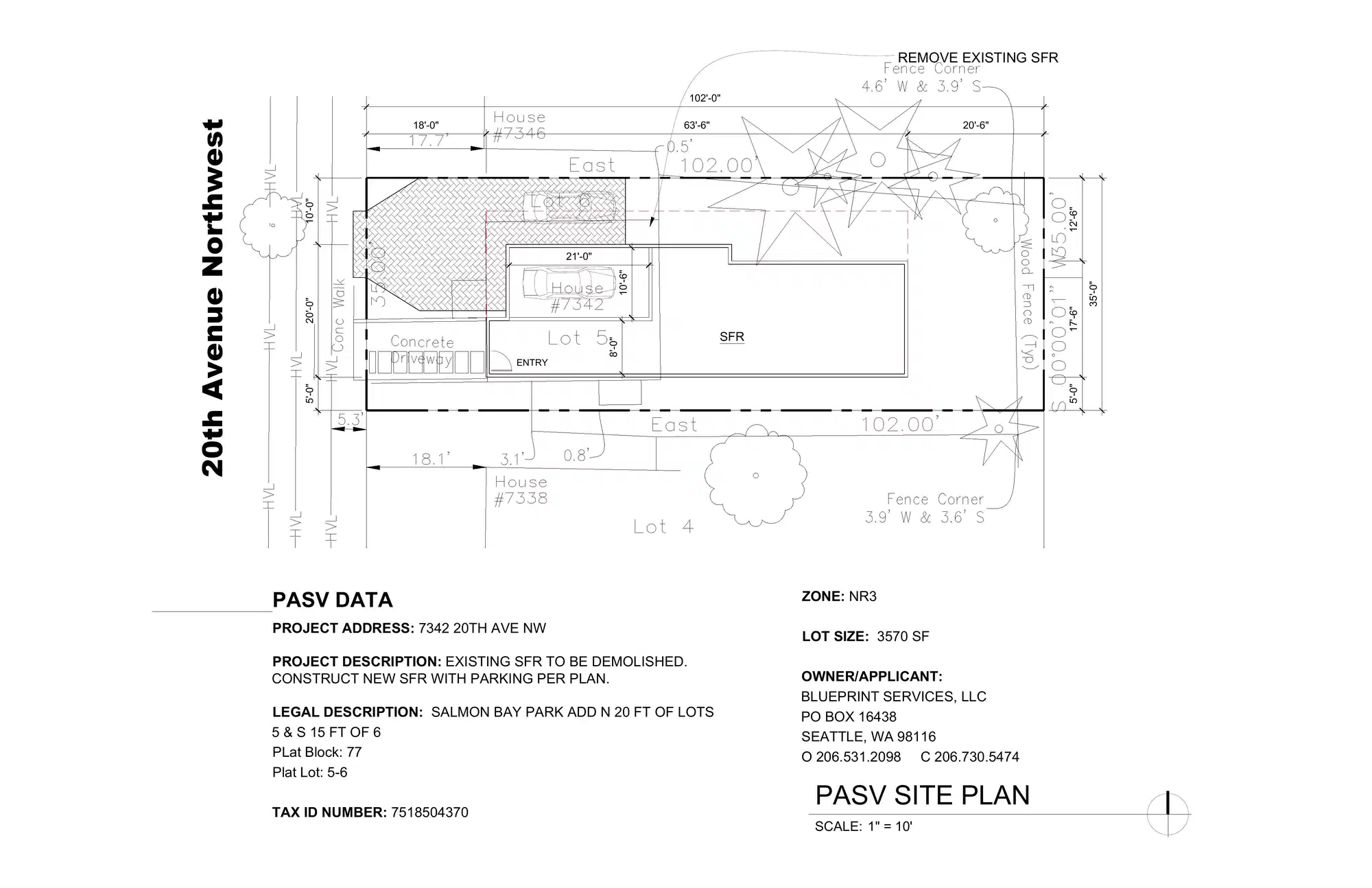 Site plan for 7342 20th Ave NW