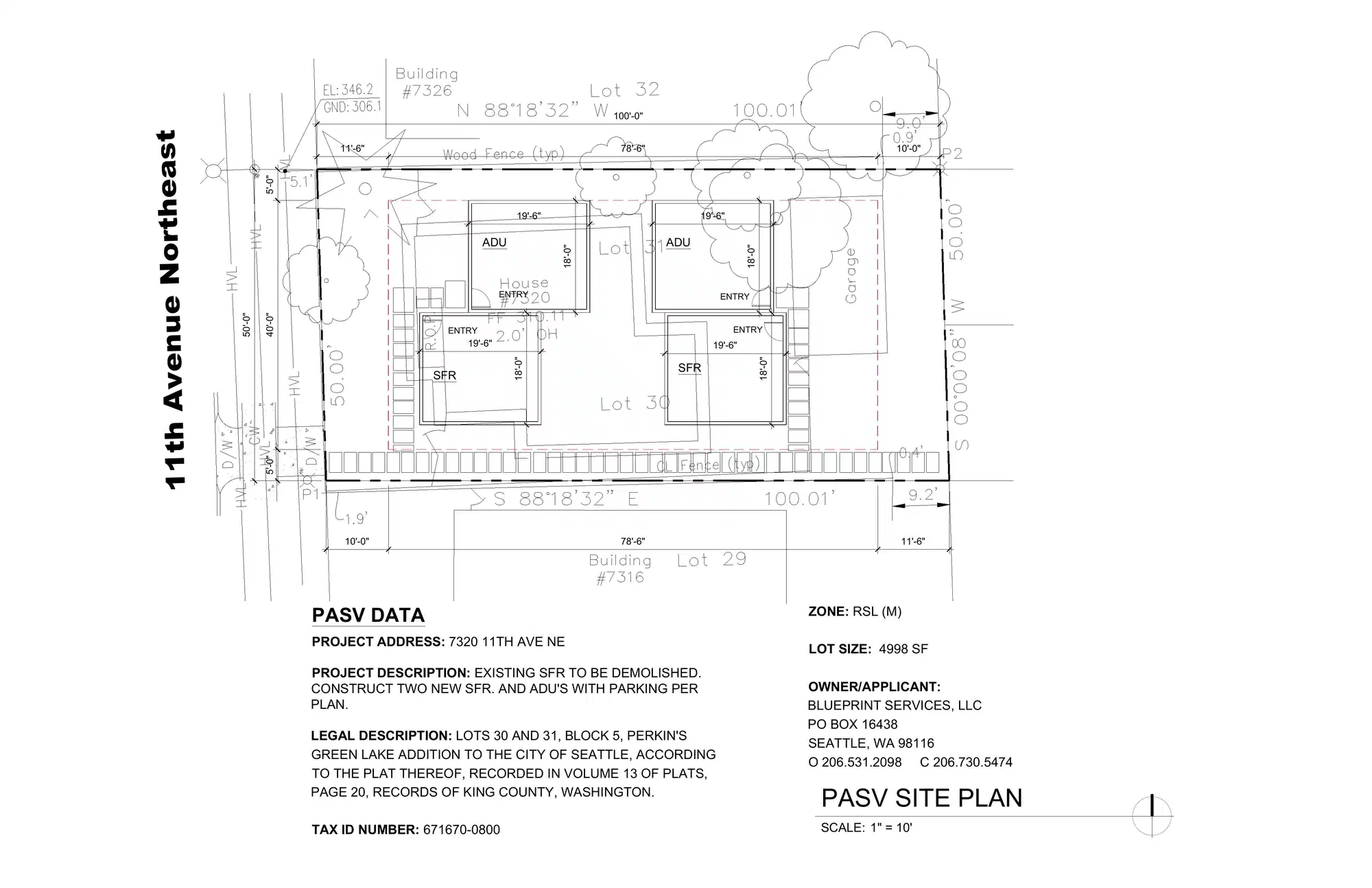 Site plan for 7322 A 11th Ave NE