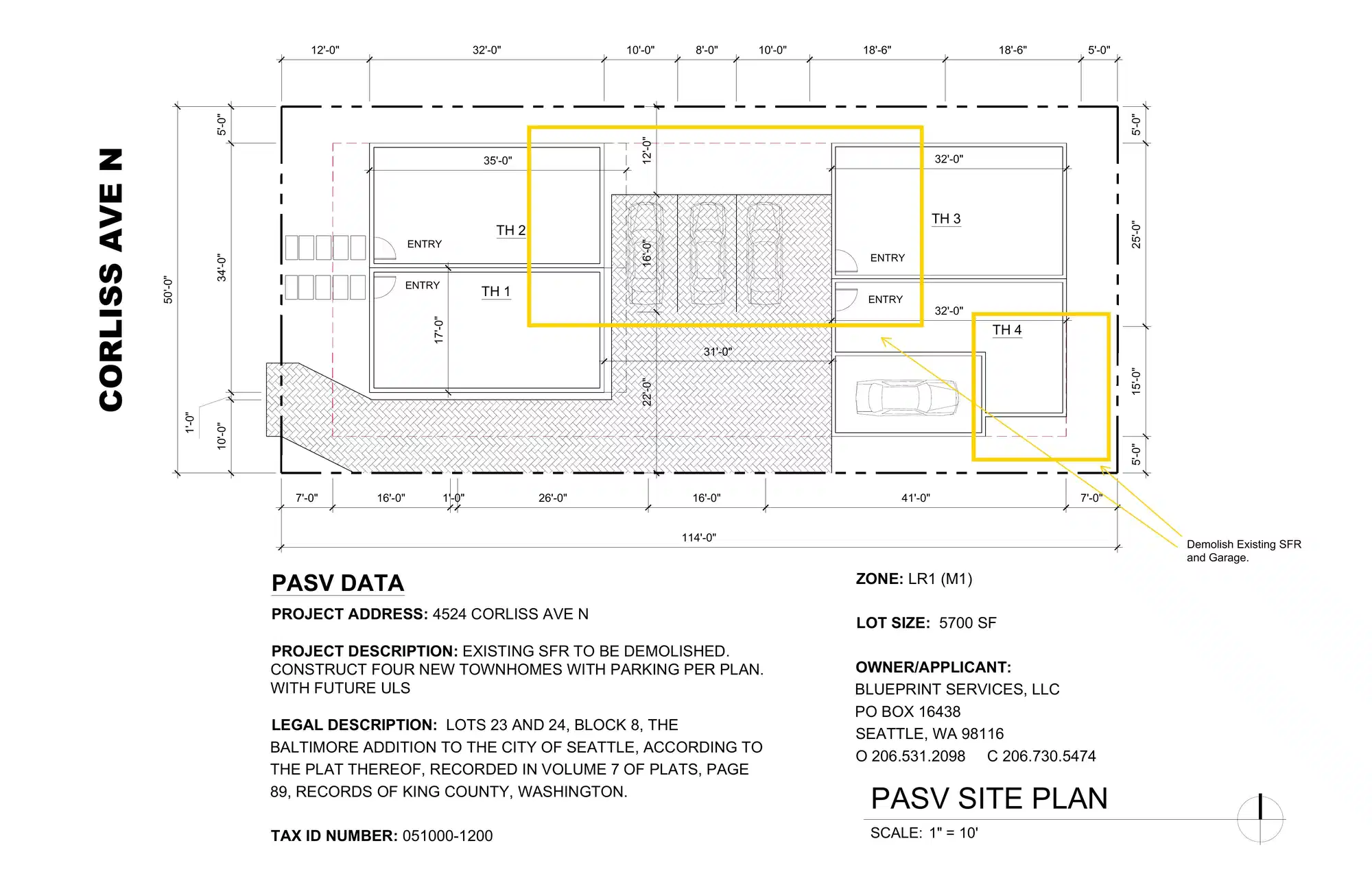 Site plan for 4526 Corliss Ave N