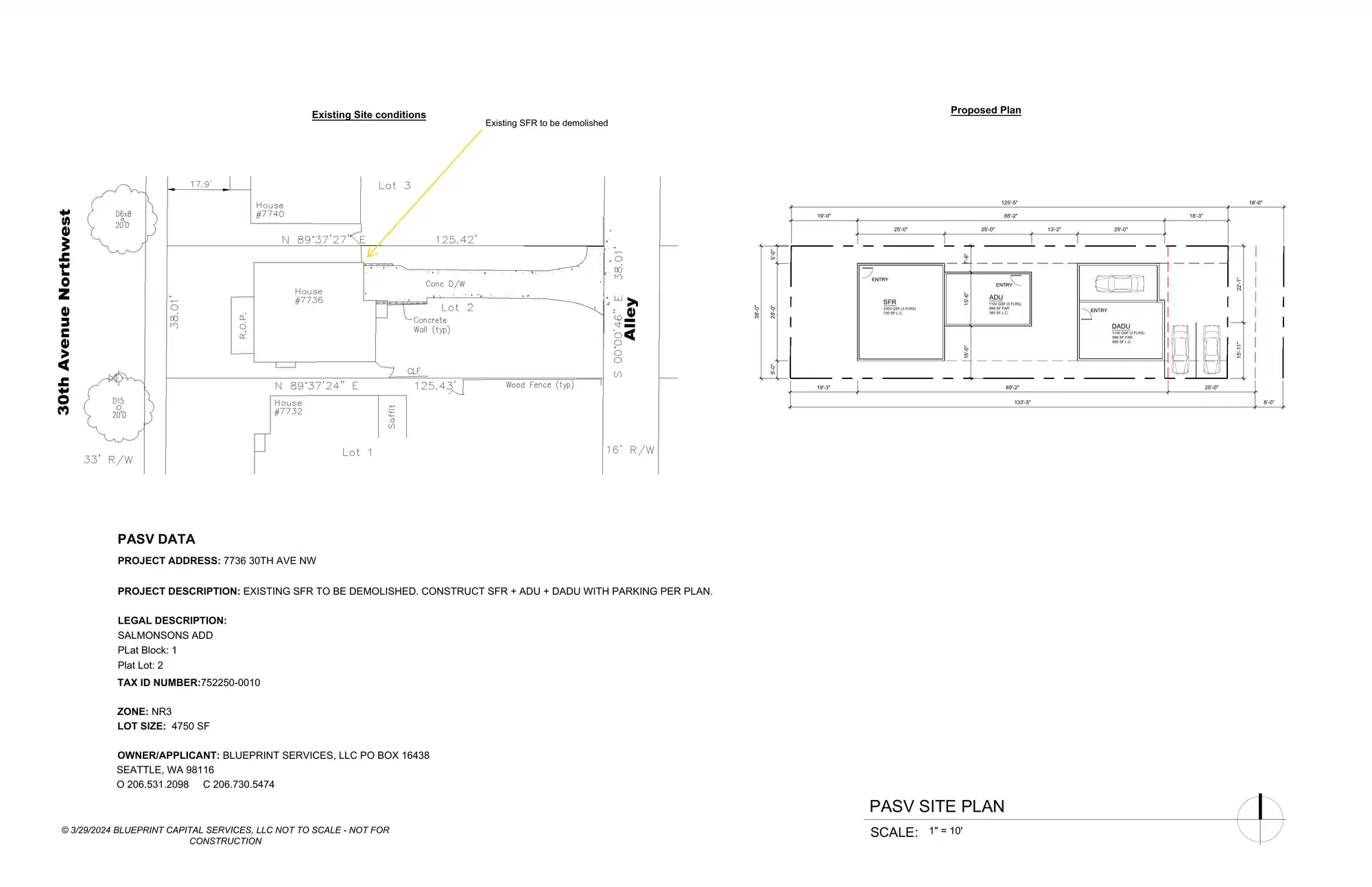 Site plan for 7736 30th Ave NW