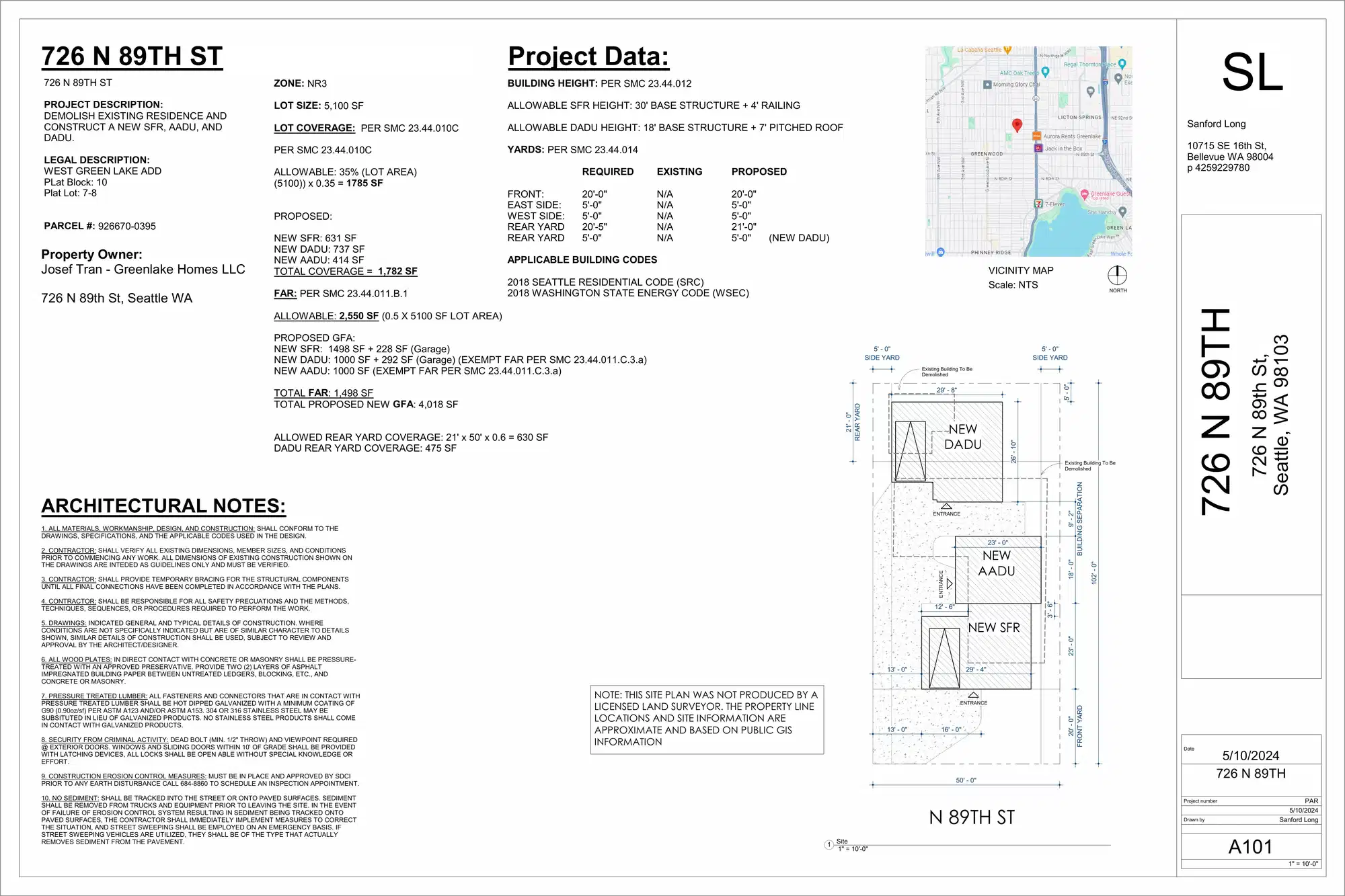 Site plan for 726 N 89th St