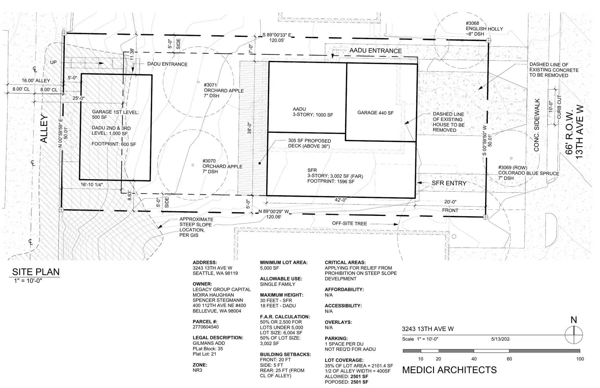 Site plan for 3243 13th Ave W