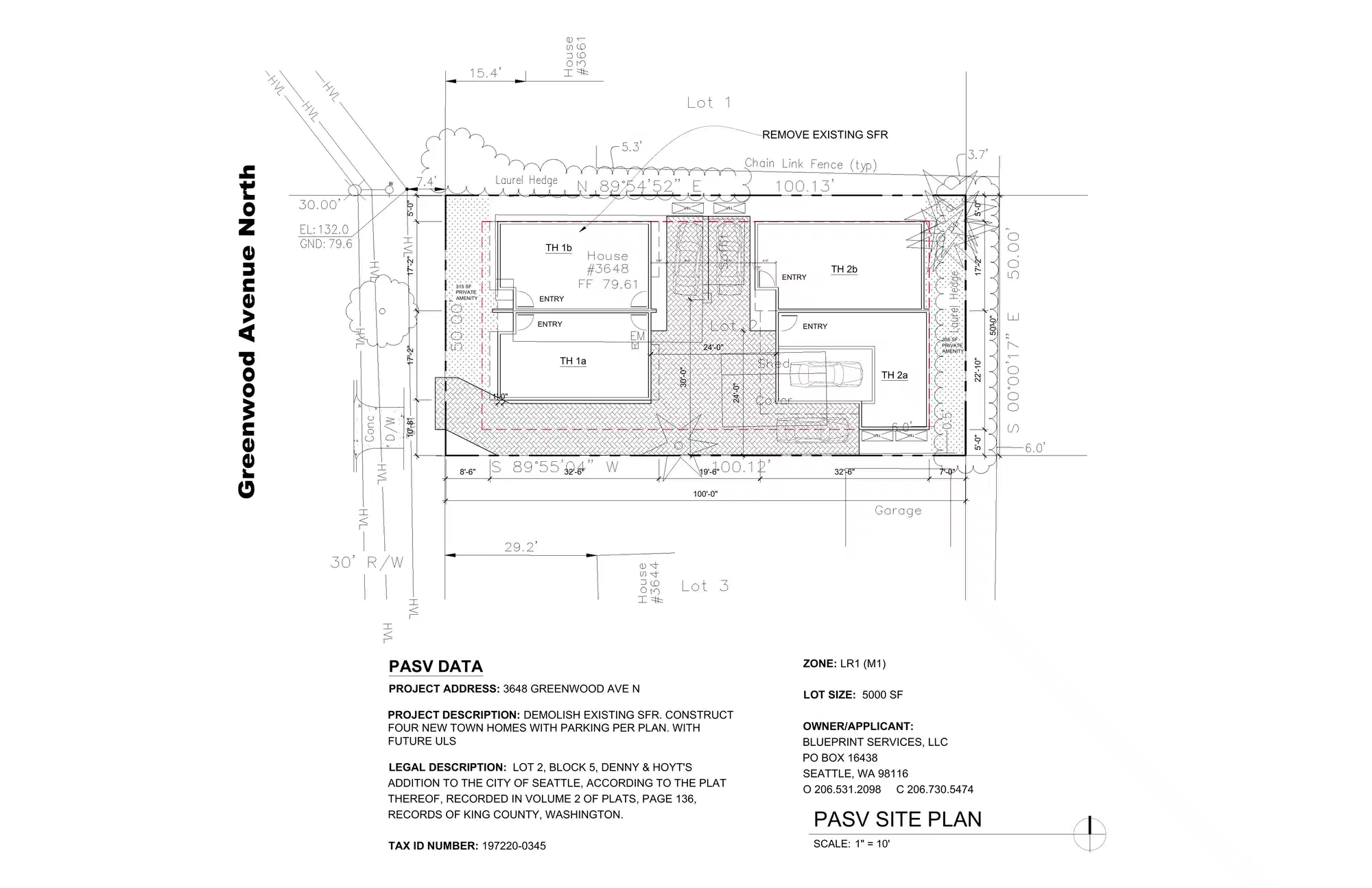 Site plan for 3646 Greenwood Ave N