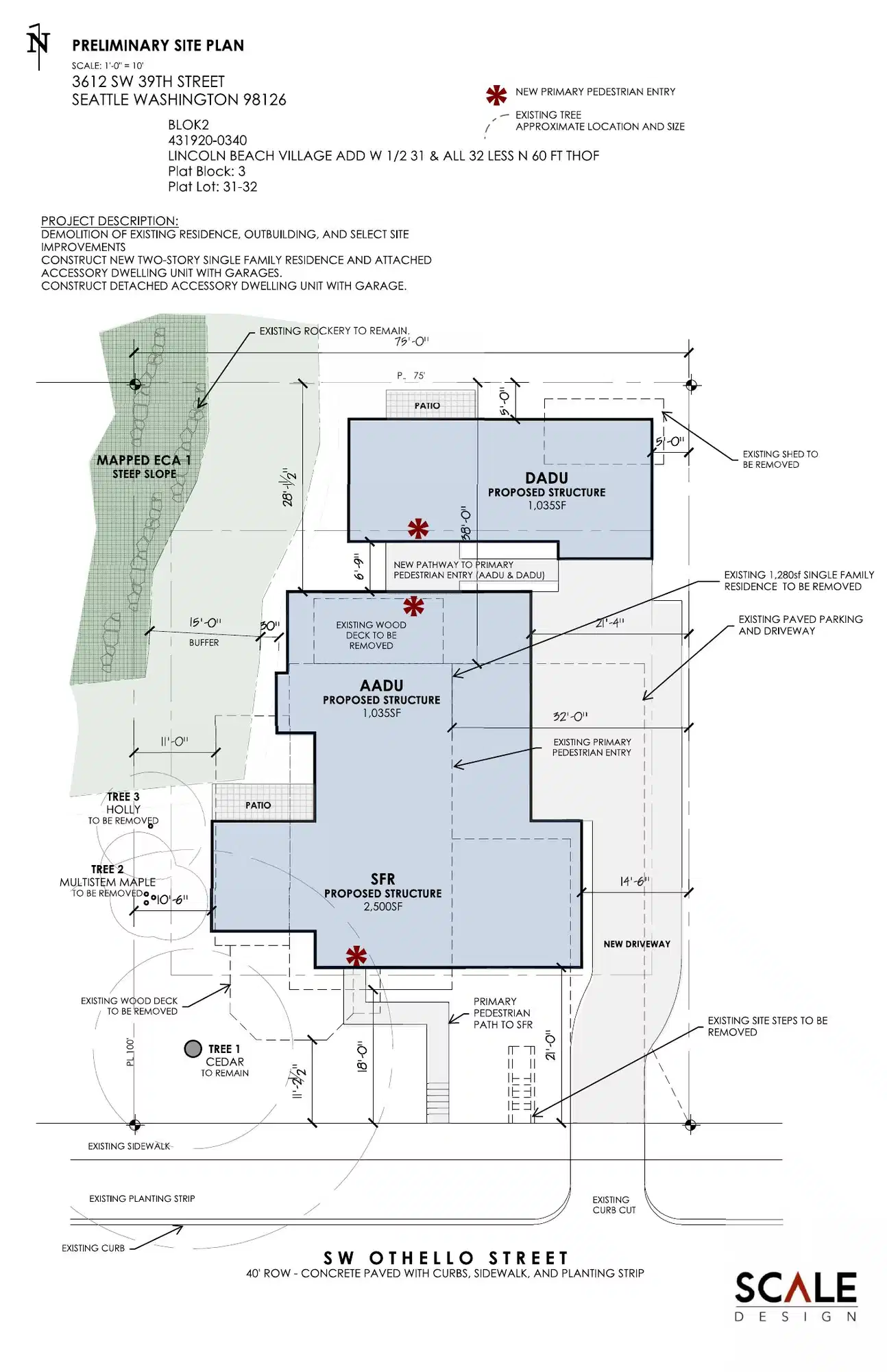 Site plan for 3612 SW Othello St
