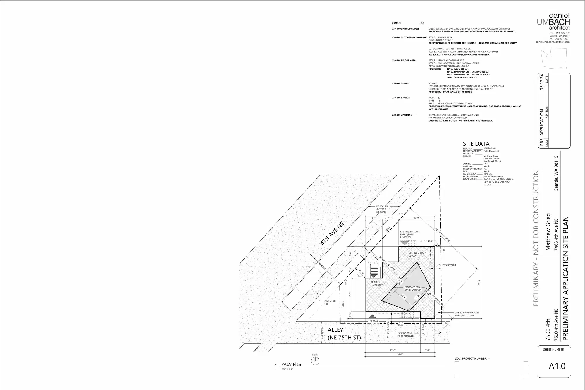 Site plan for 7500 4th Ave NE