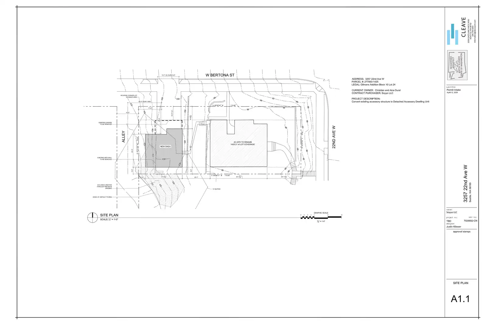 Site plan for 2213 W Bertona St