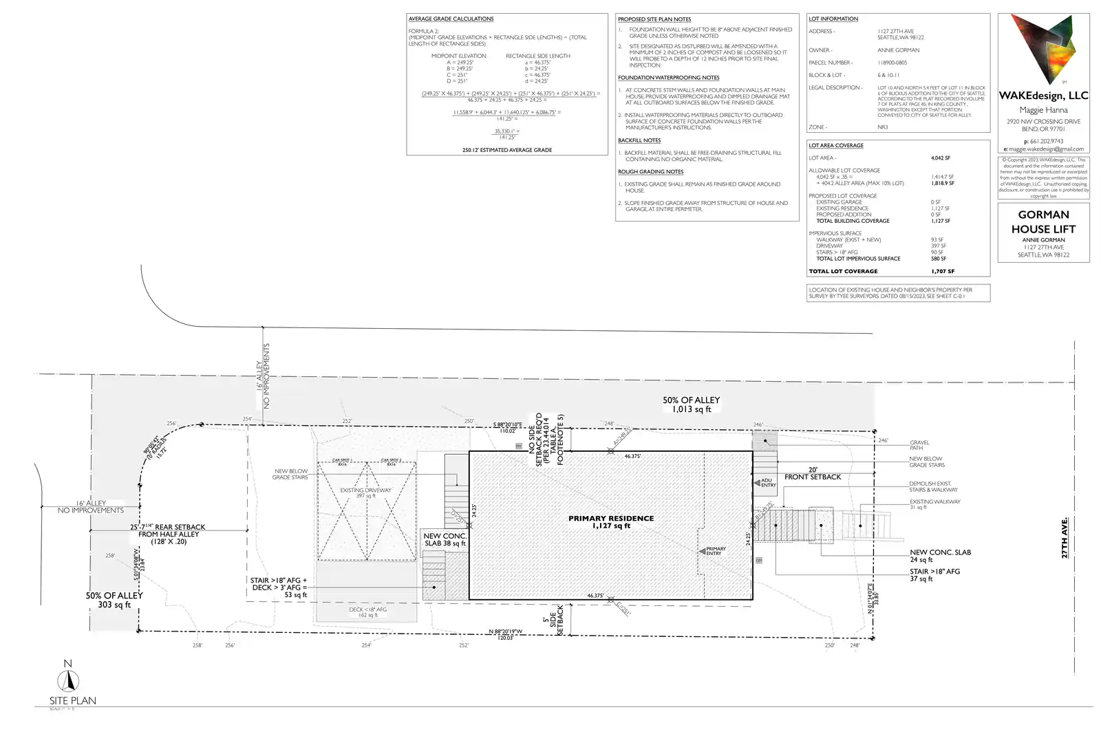 Site plan for 1127 27th Ave