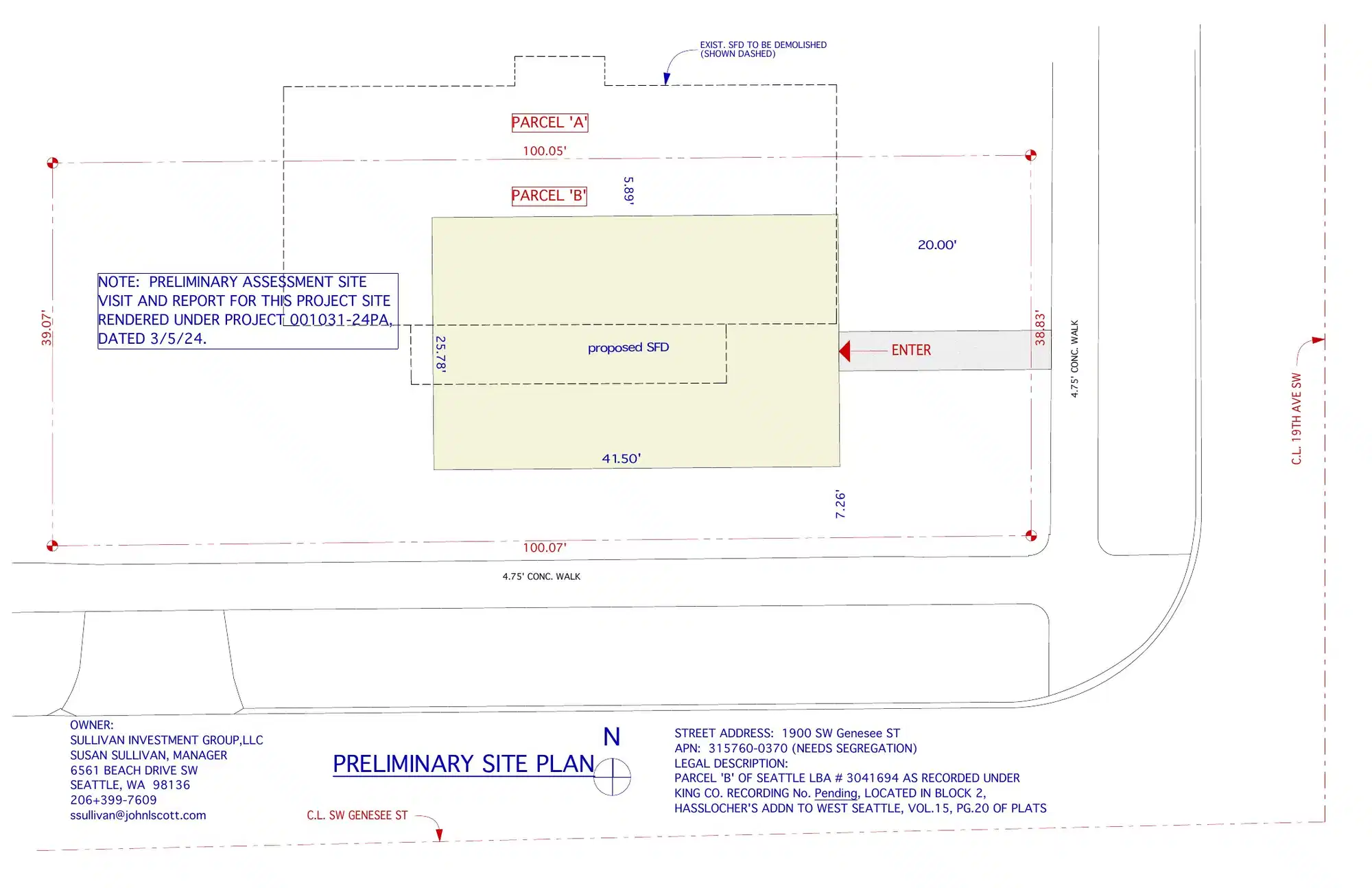 Site plan for 4157 19th Ave SW