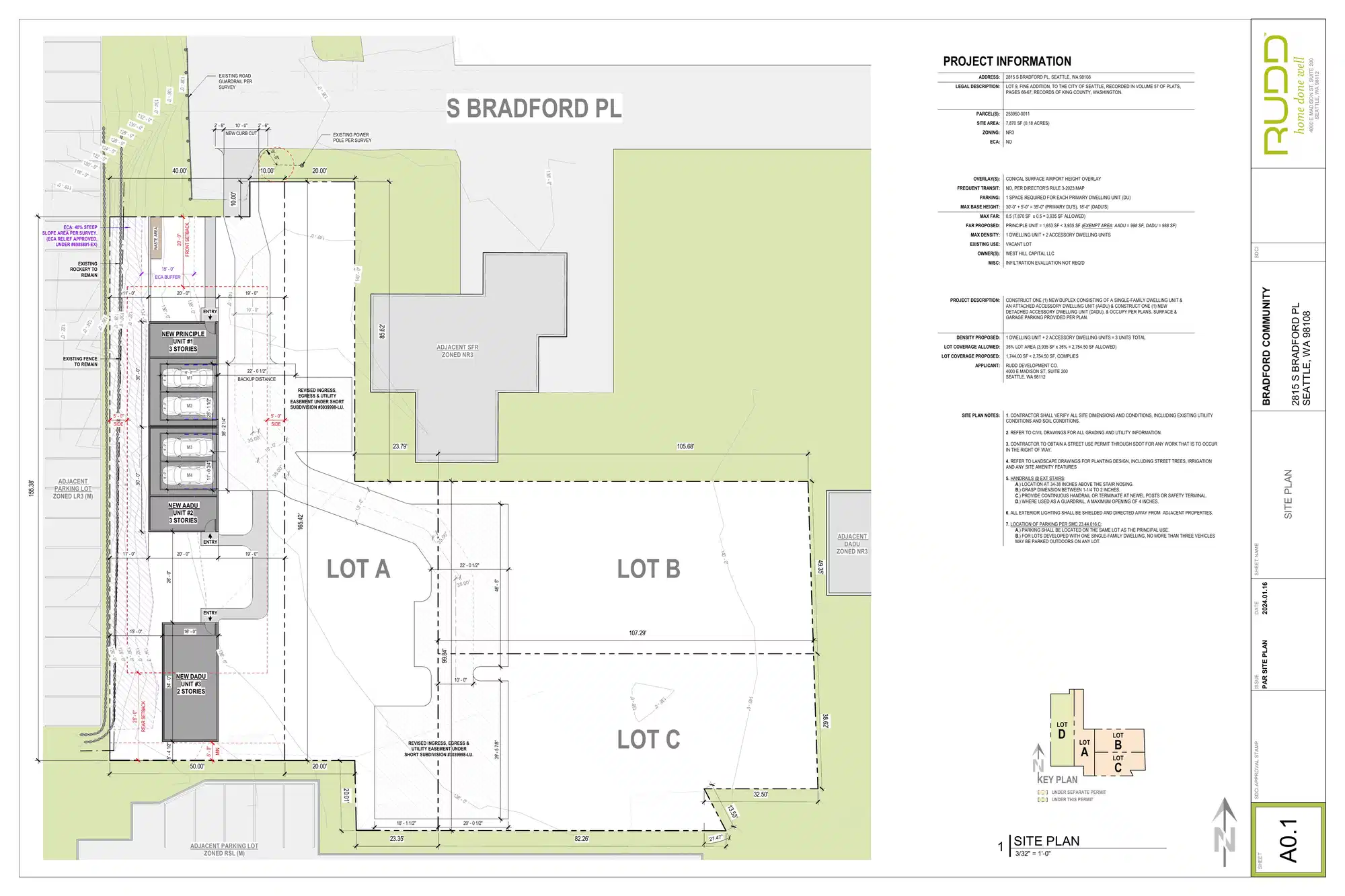 Site plan for 2813 S Bradford Pl
