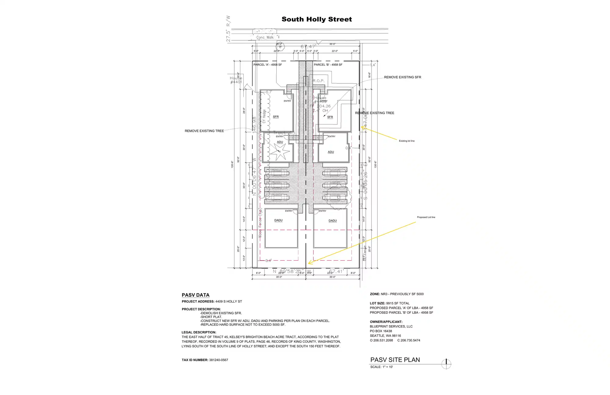 Site plan for 4405 S Holly St