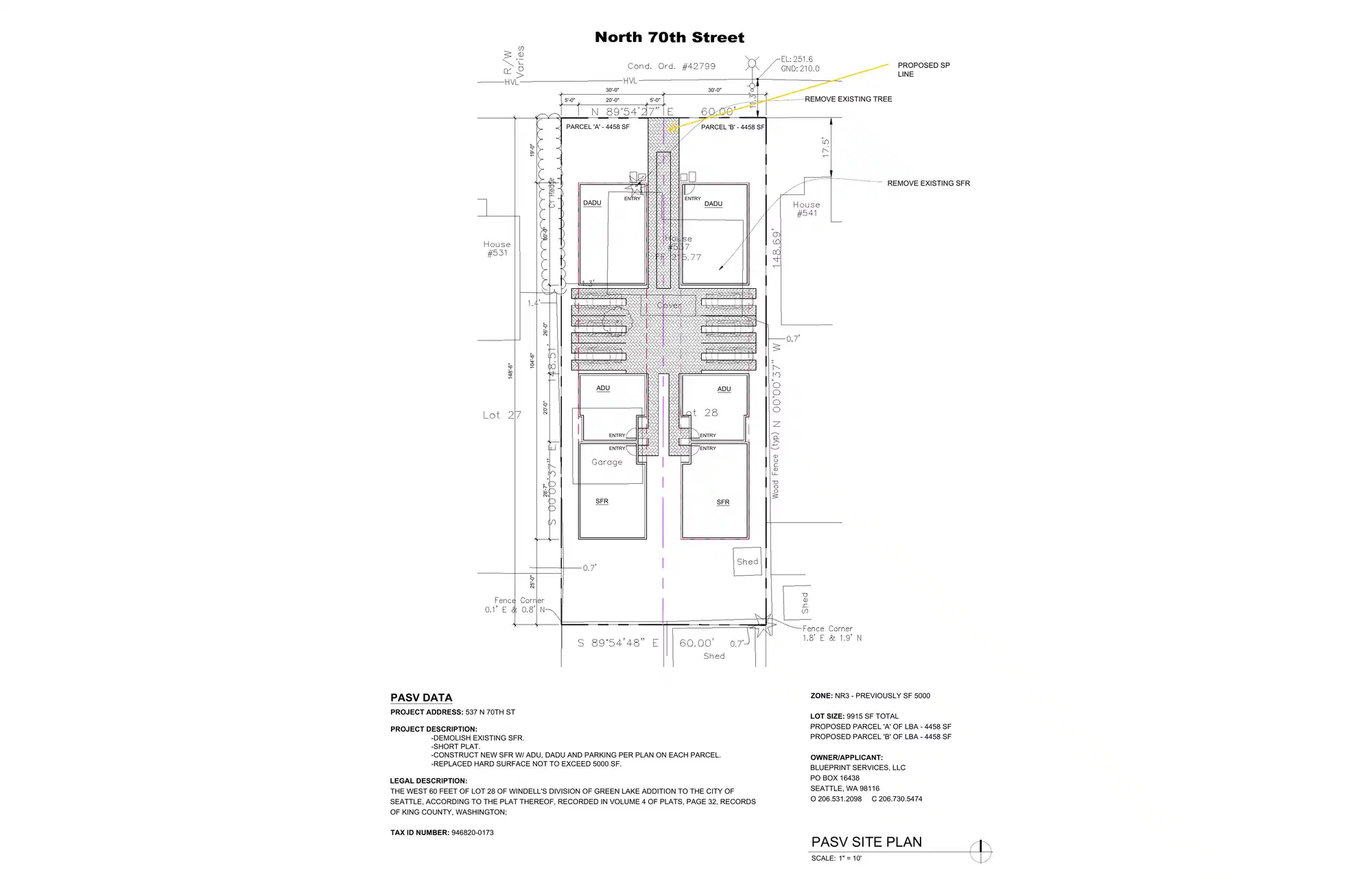 Site plan for 537 N 70th St