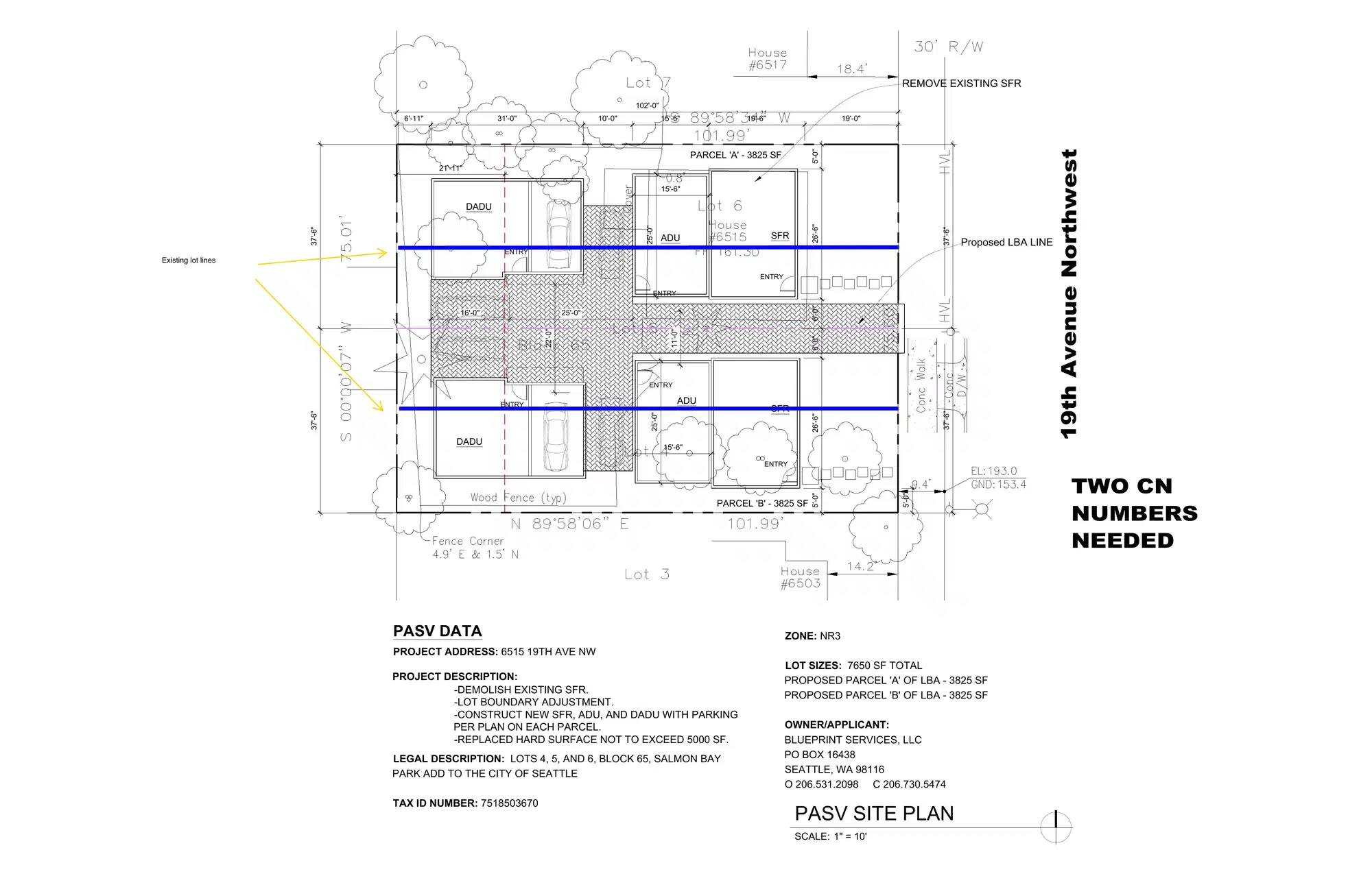 Site plan for 6509 19th Ave NW