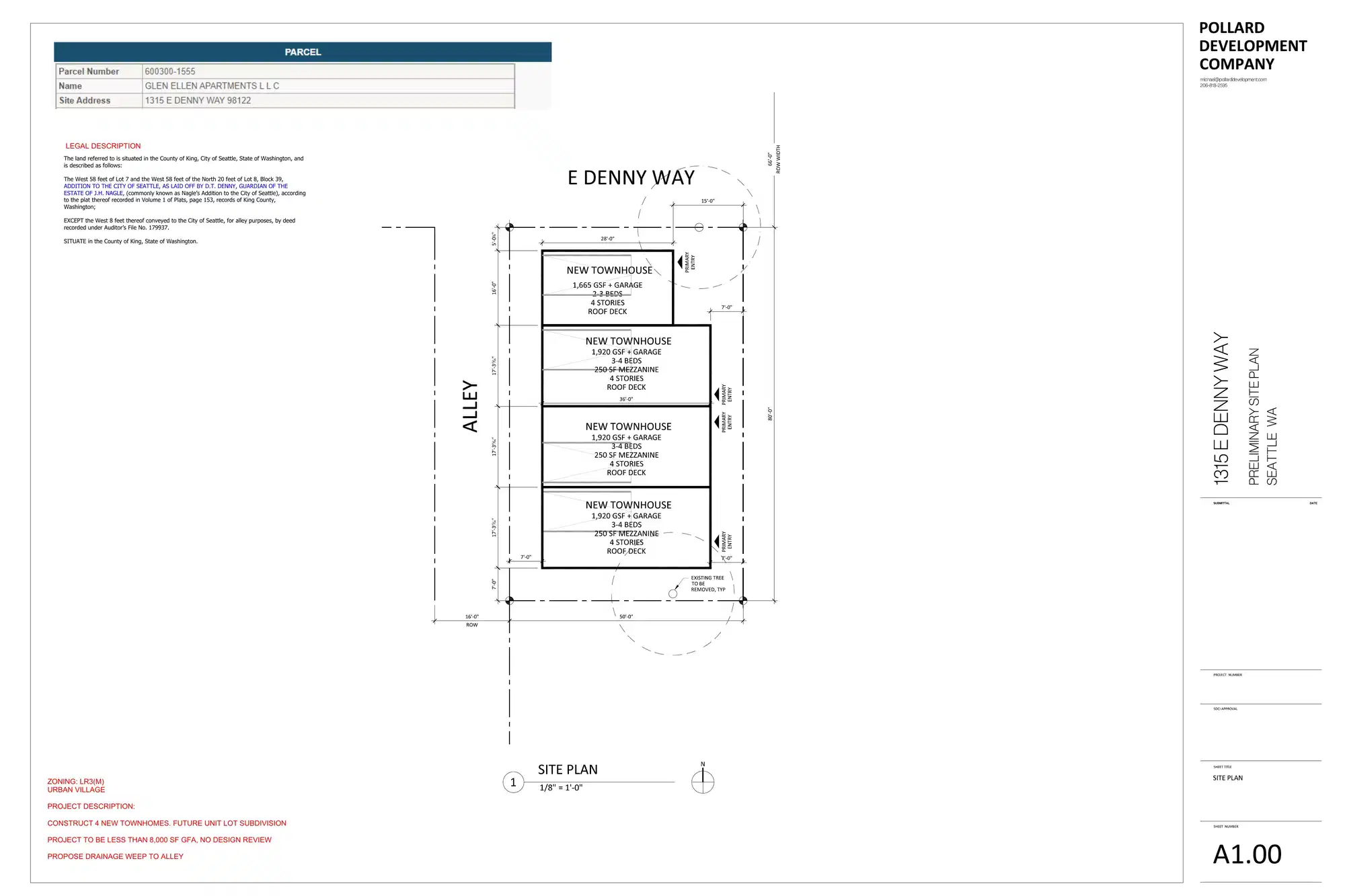 Site plan for 1315 E Denny Way