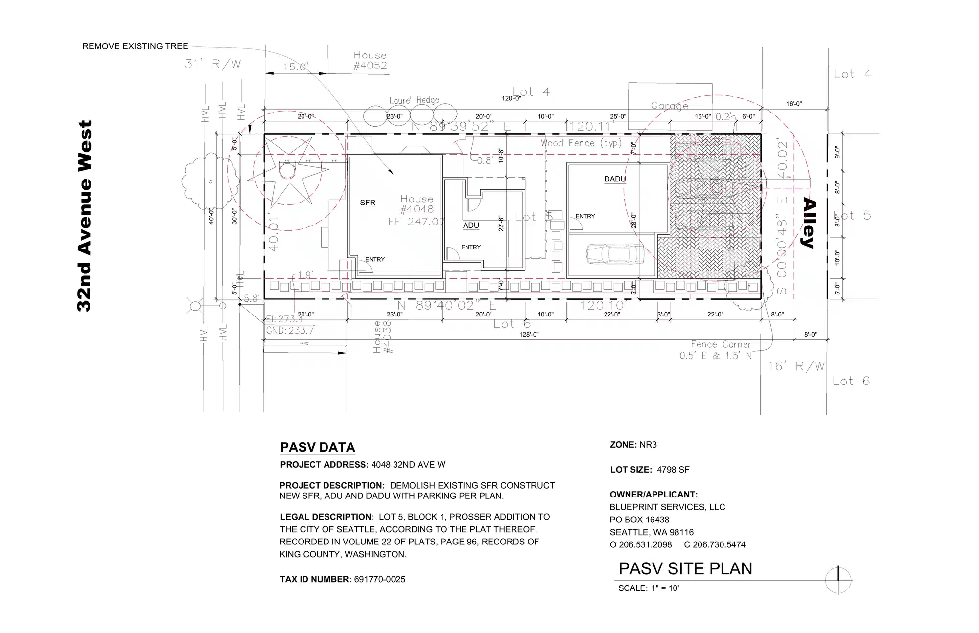 Site plan for 4048 32nd Ave W