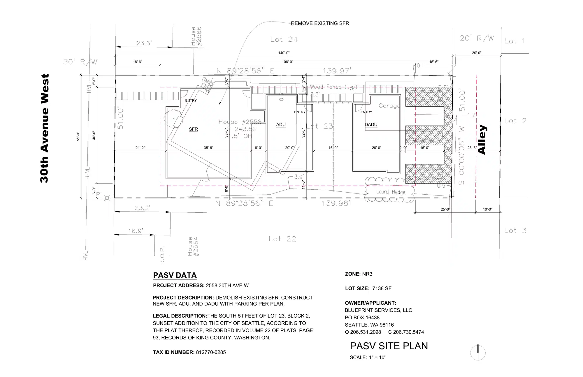 Site plan for 2558 30th Ave W