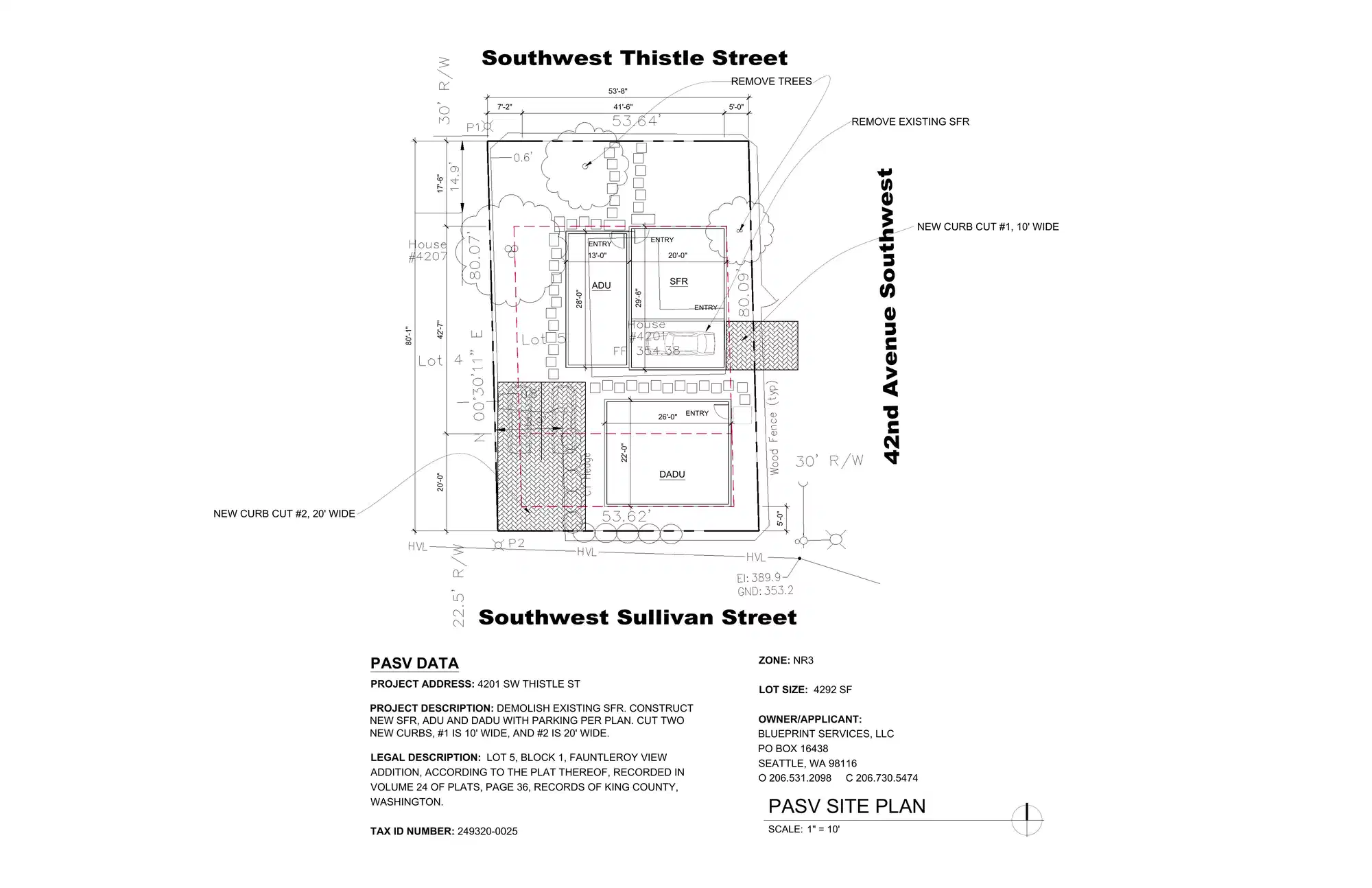 Site plan for 4201 SW Thistle St