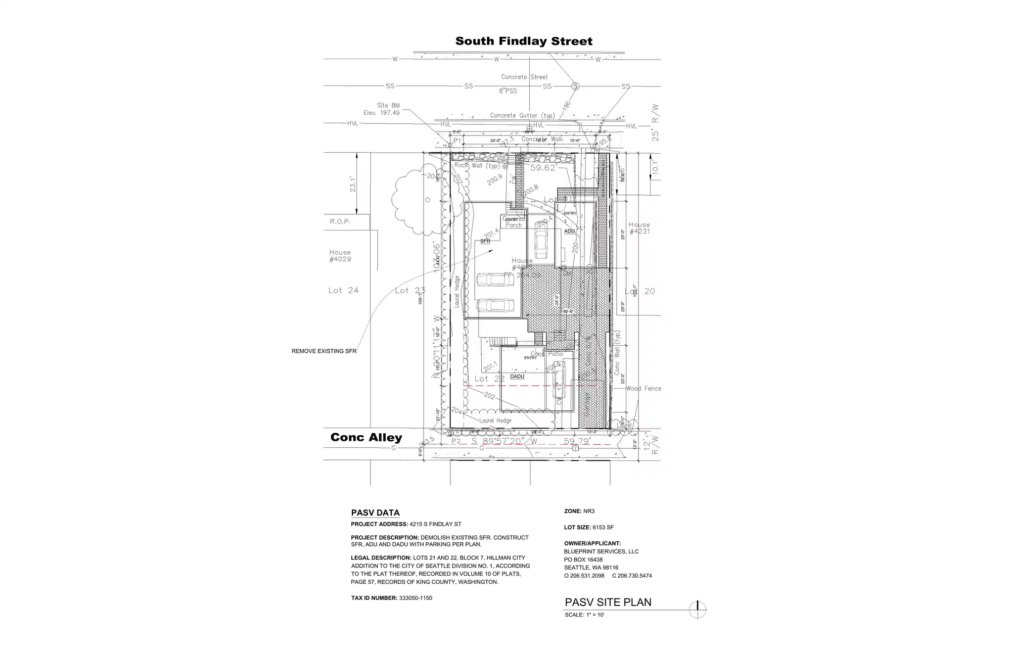 Site plan for 4213 S Findlay St