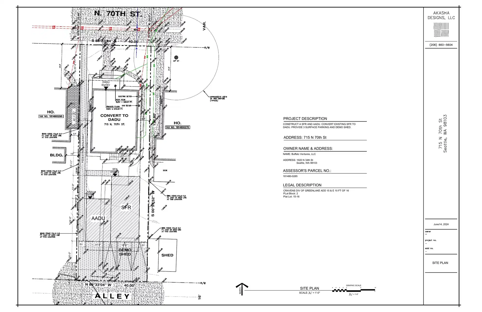 Site plan for 713 N 70th St