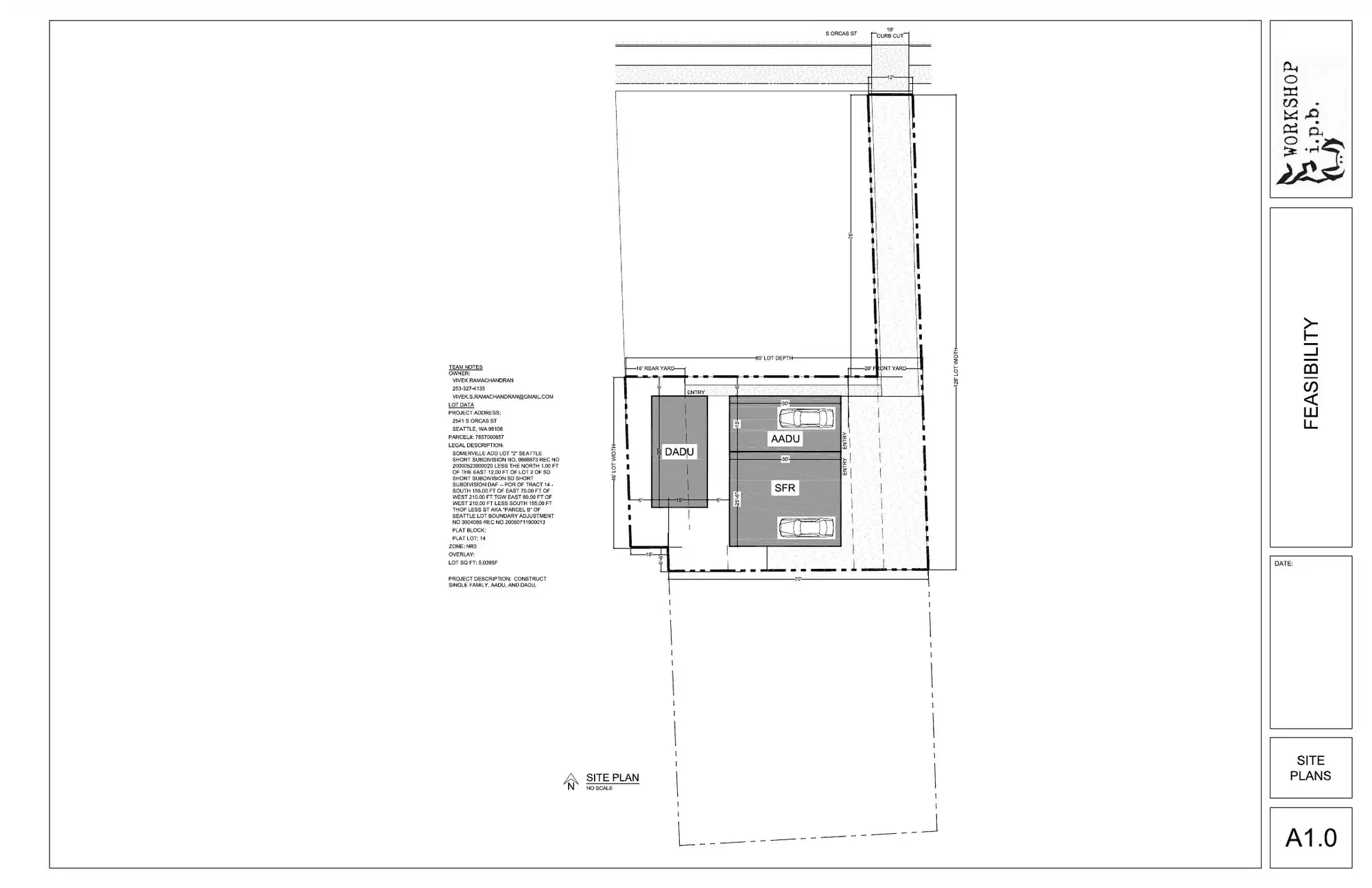 Site plan for 2541 A S Orcas St