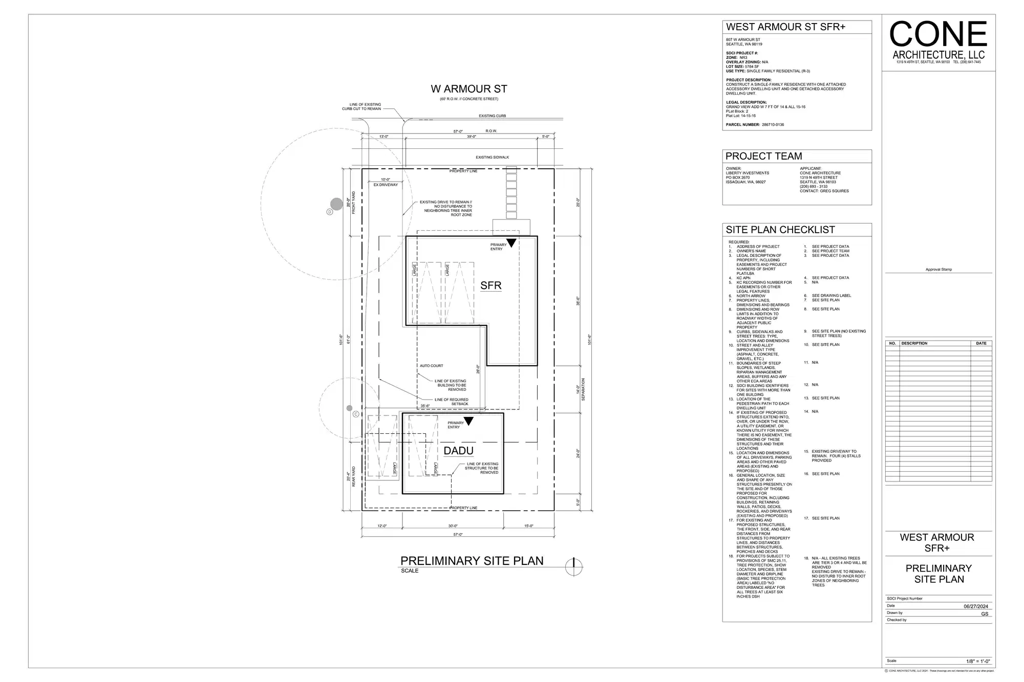 Site plan for 807 W Armour St