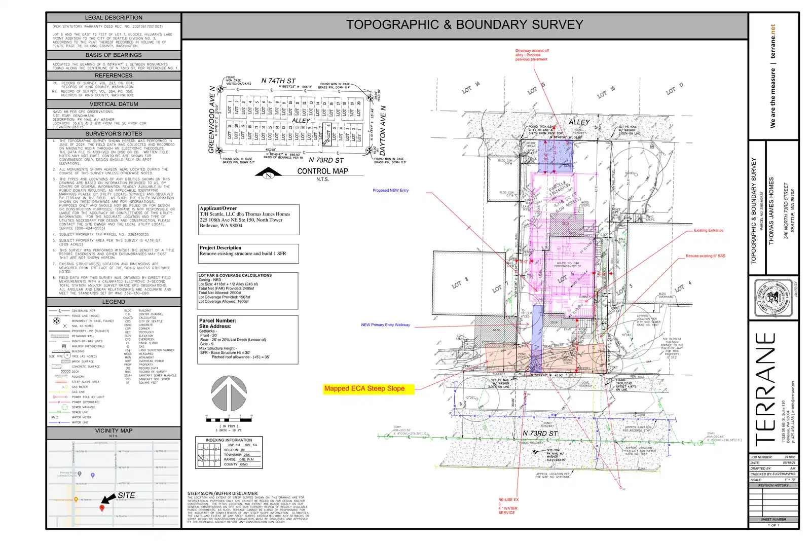 Site plan for 346 N 73rd St