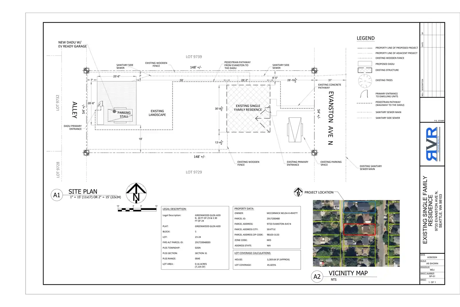 Site plan for 9735 Evanston Ave N