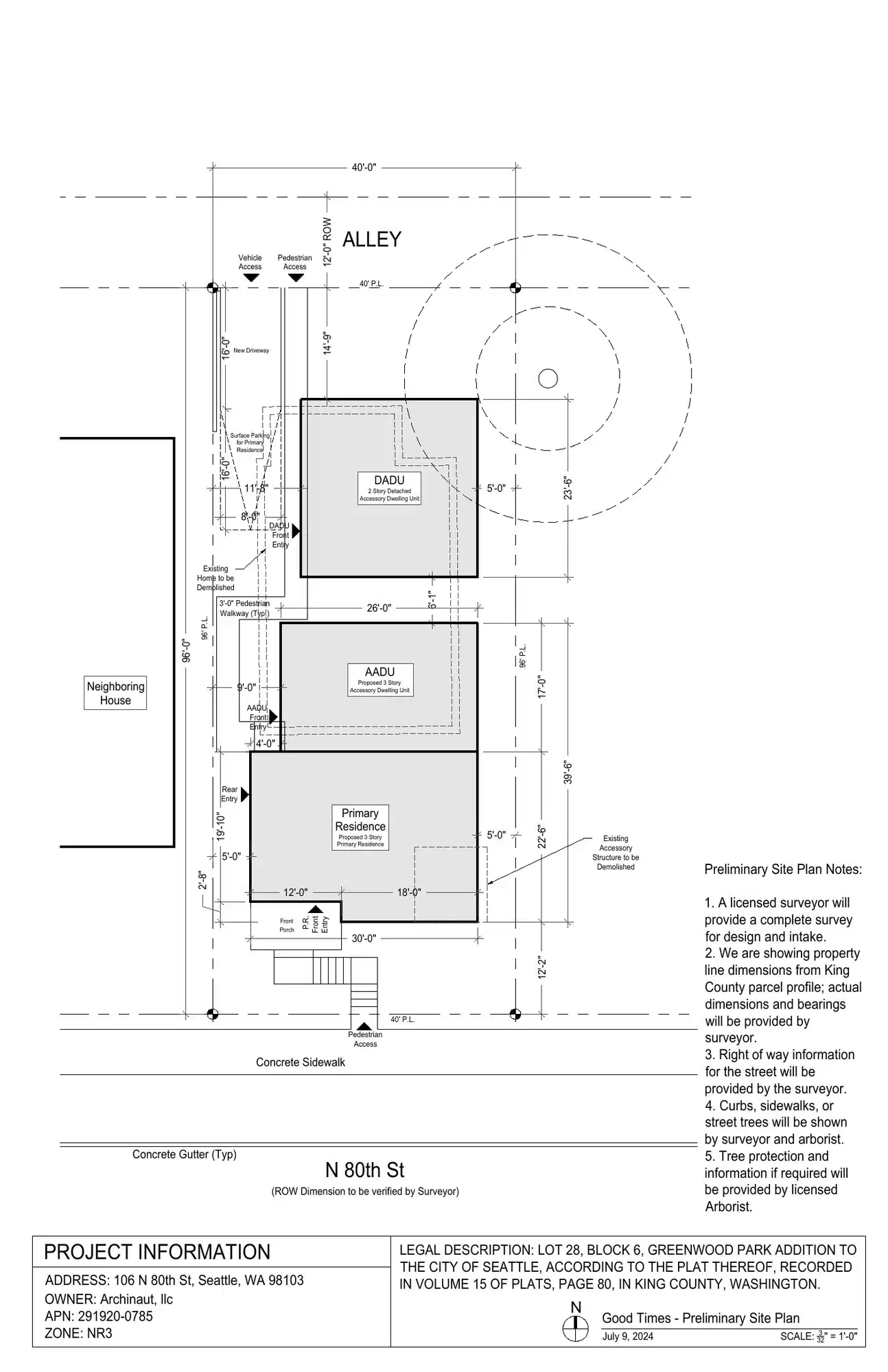Site plan for 106 N 80th St