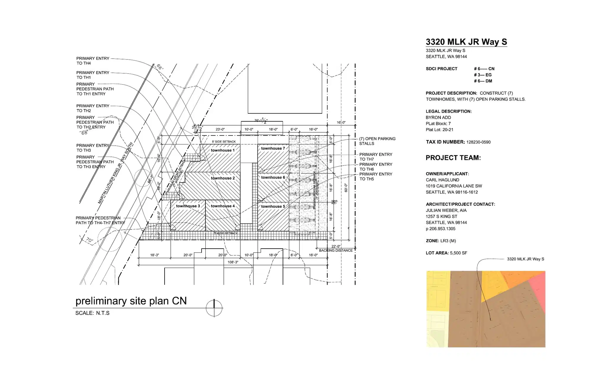 Site plan for 3368 M L King Jr Way S