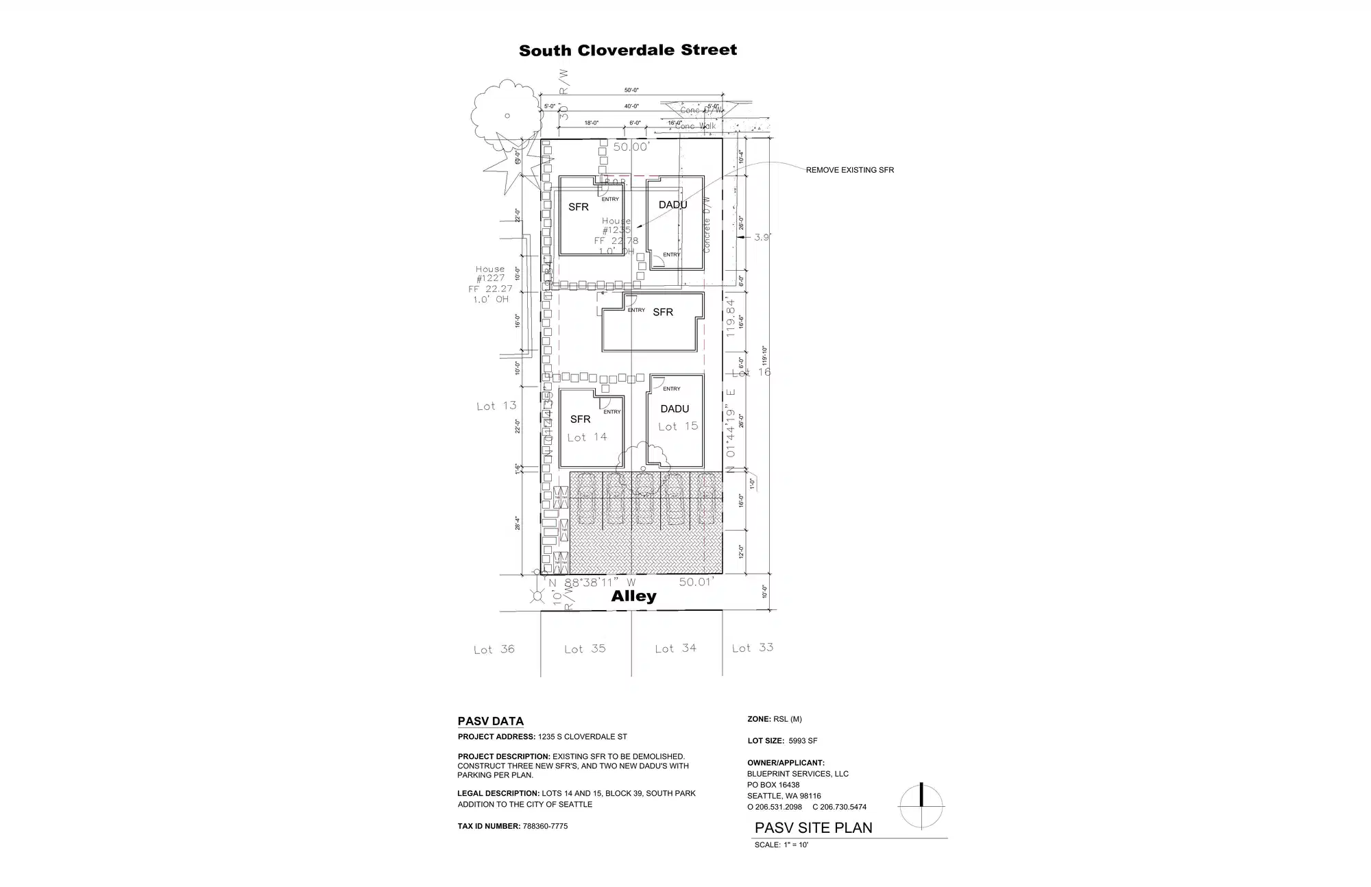 Site plan for 1235 D S Cloverdale St
