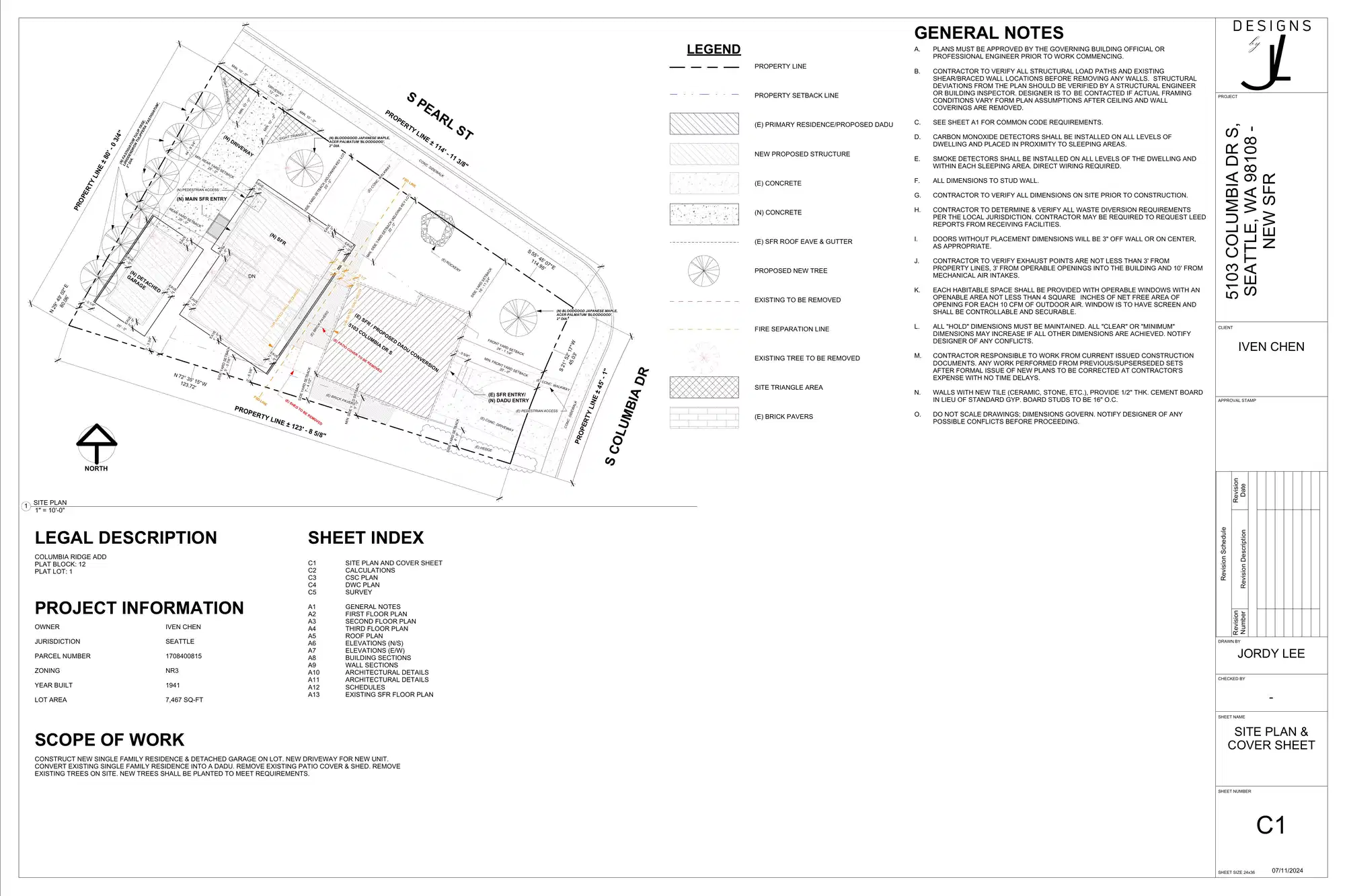 Site plan for 2015 S Pearl St