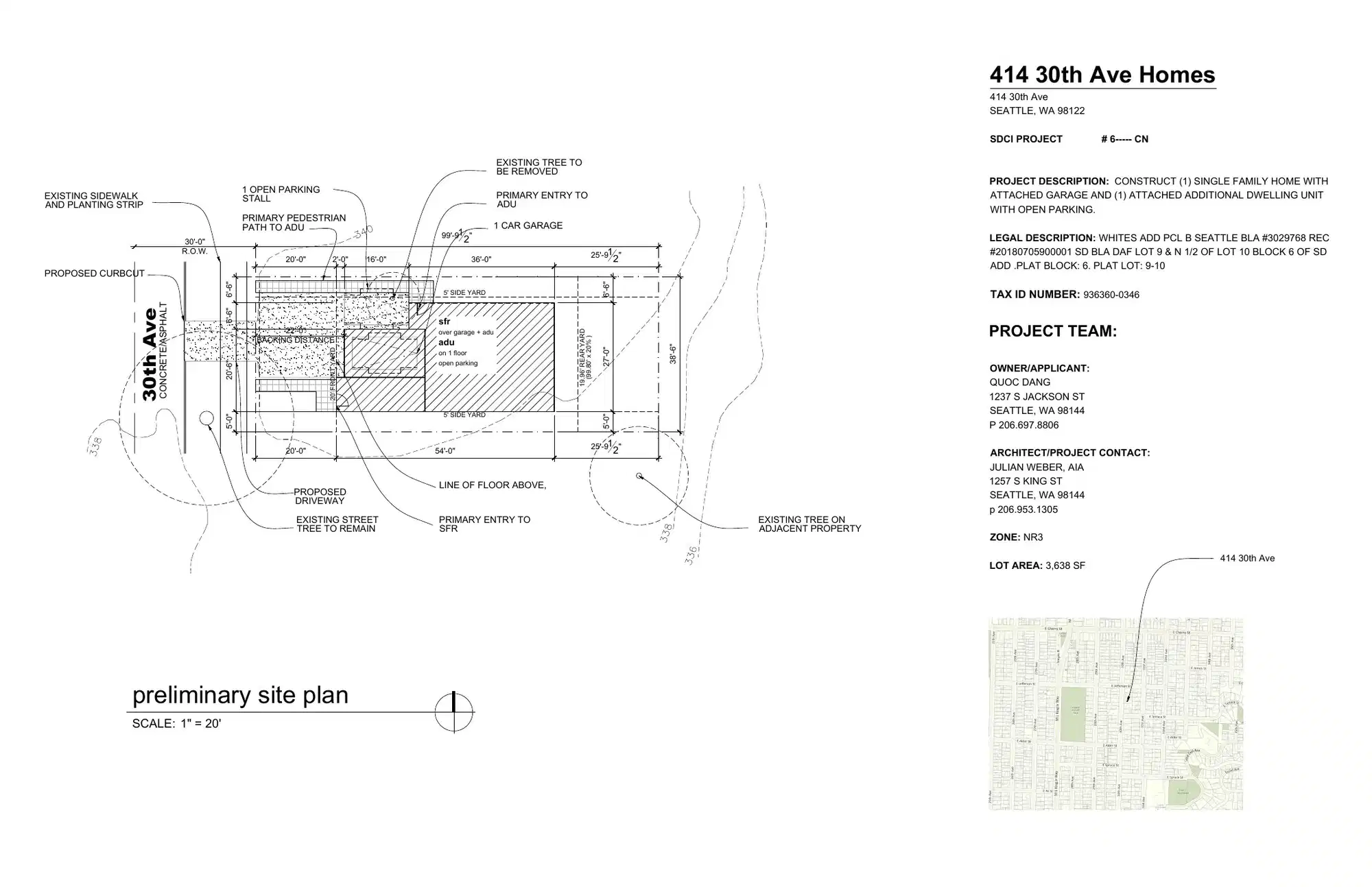 Site plan for 414 30th Ave