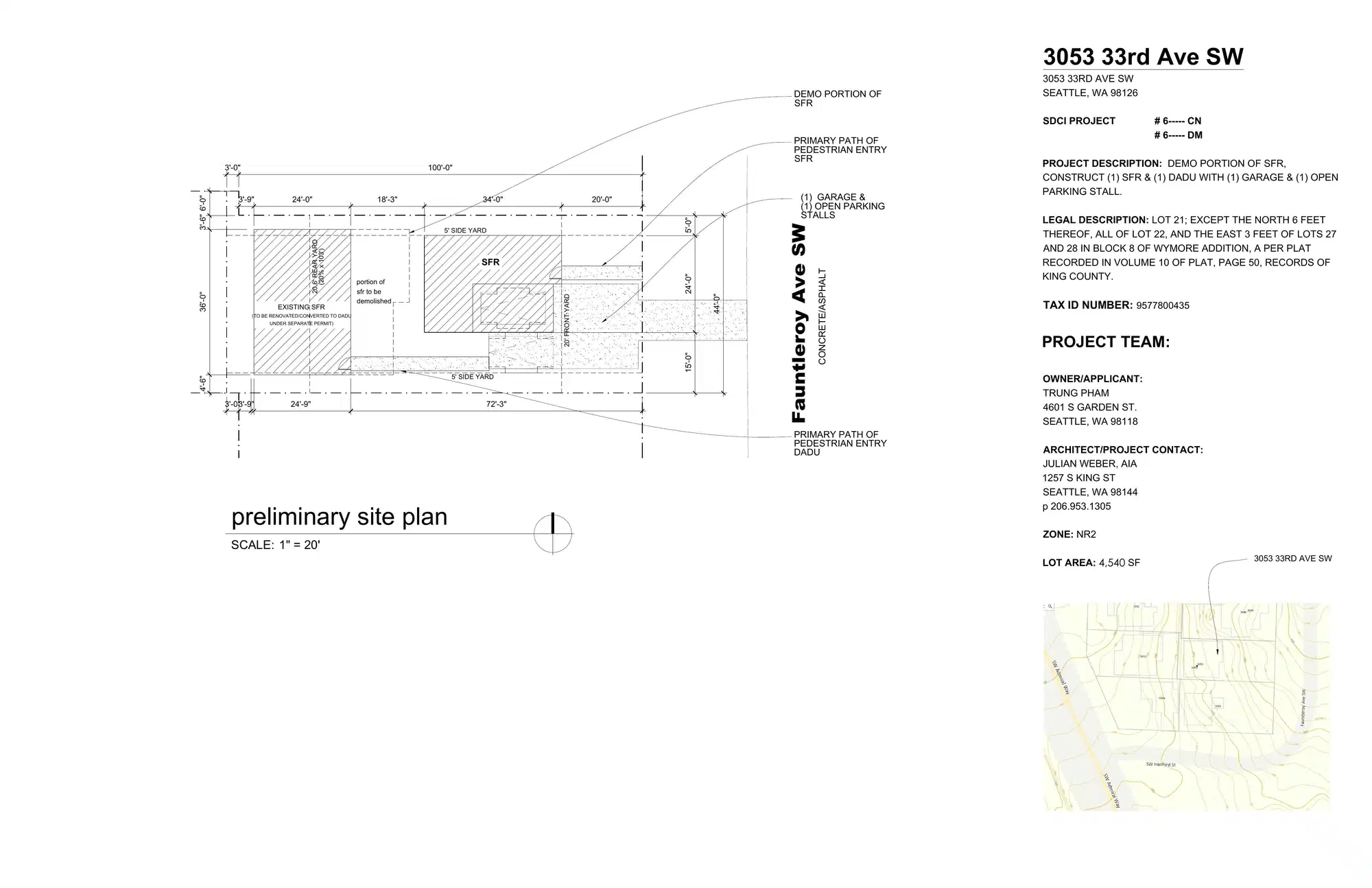 Site plan for 3053 Fauntleroy Ave SW