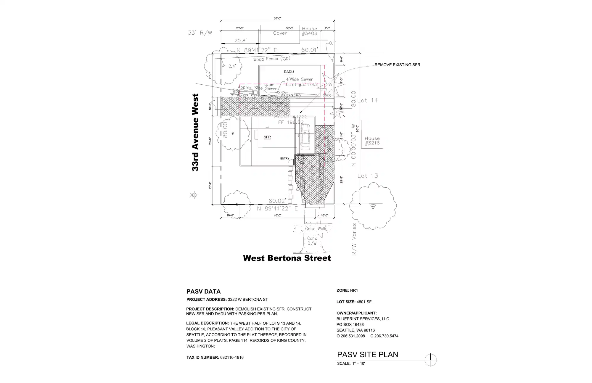 Site plan for 3222 W Bertona St