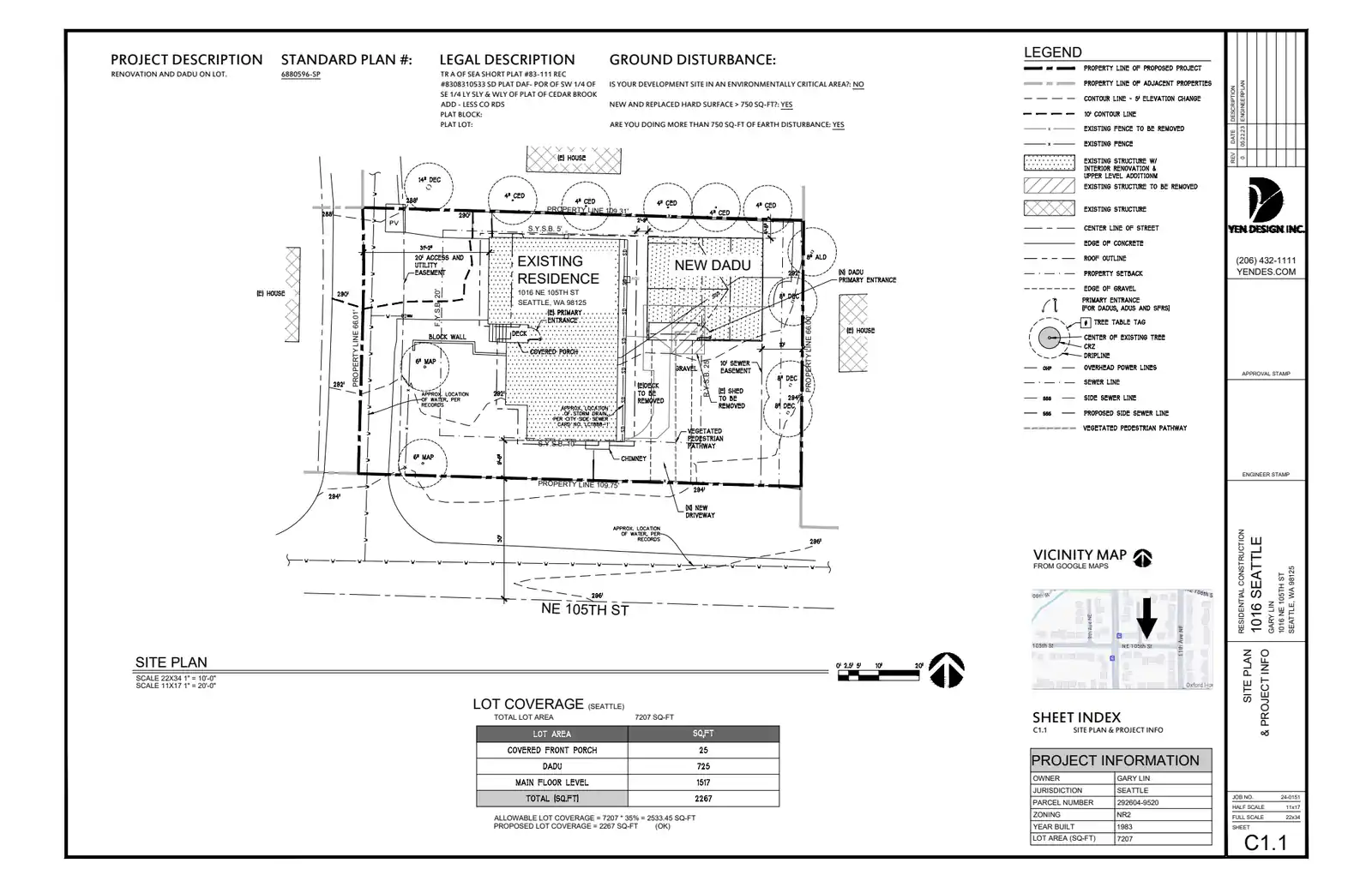Site plan for 1018 NE 105th St