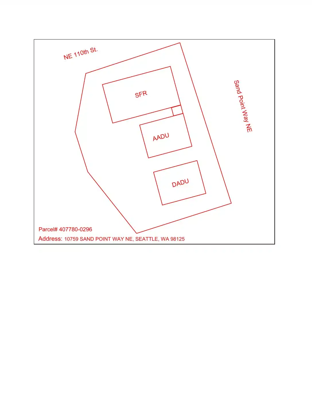 Site plan for 10759 Sand Point Way NE