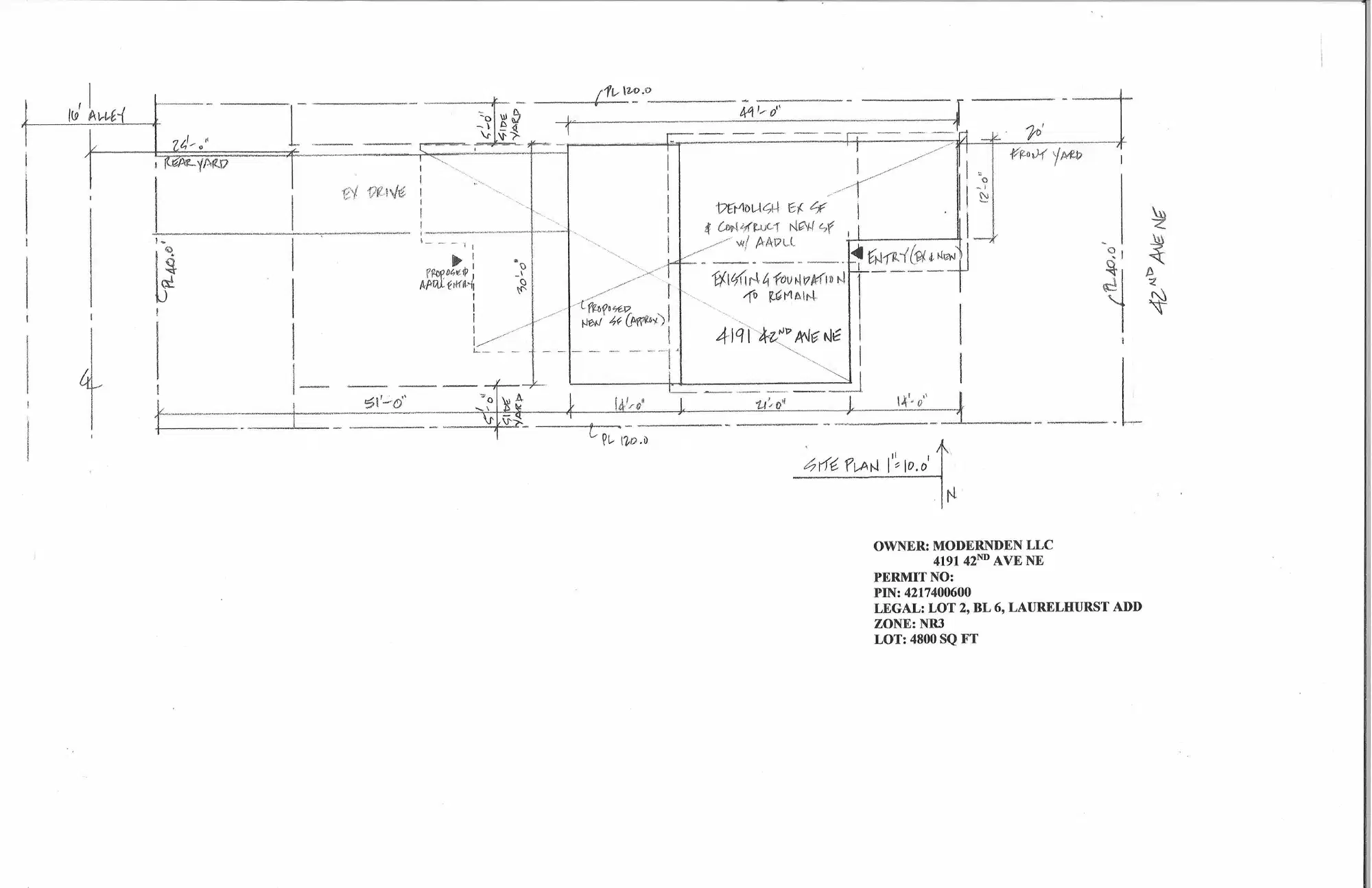 Site plan for 4191 42nd Ave NE