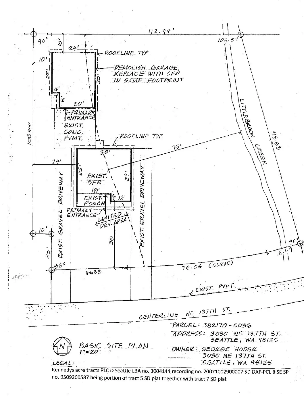 Site plan for 3030 NE 137th St
