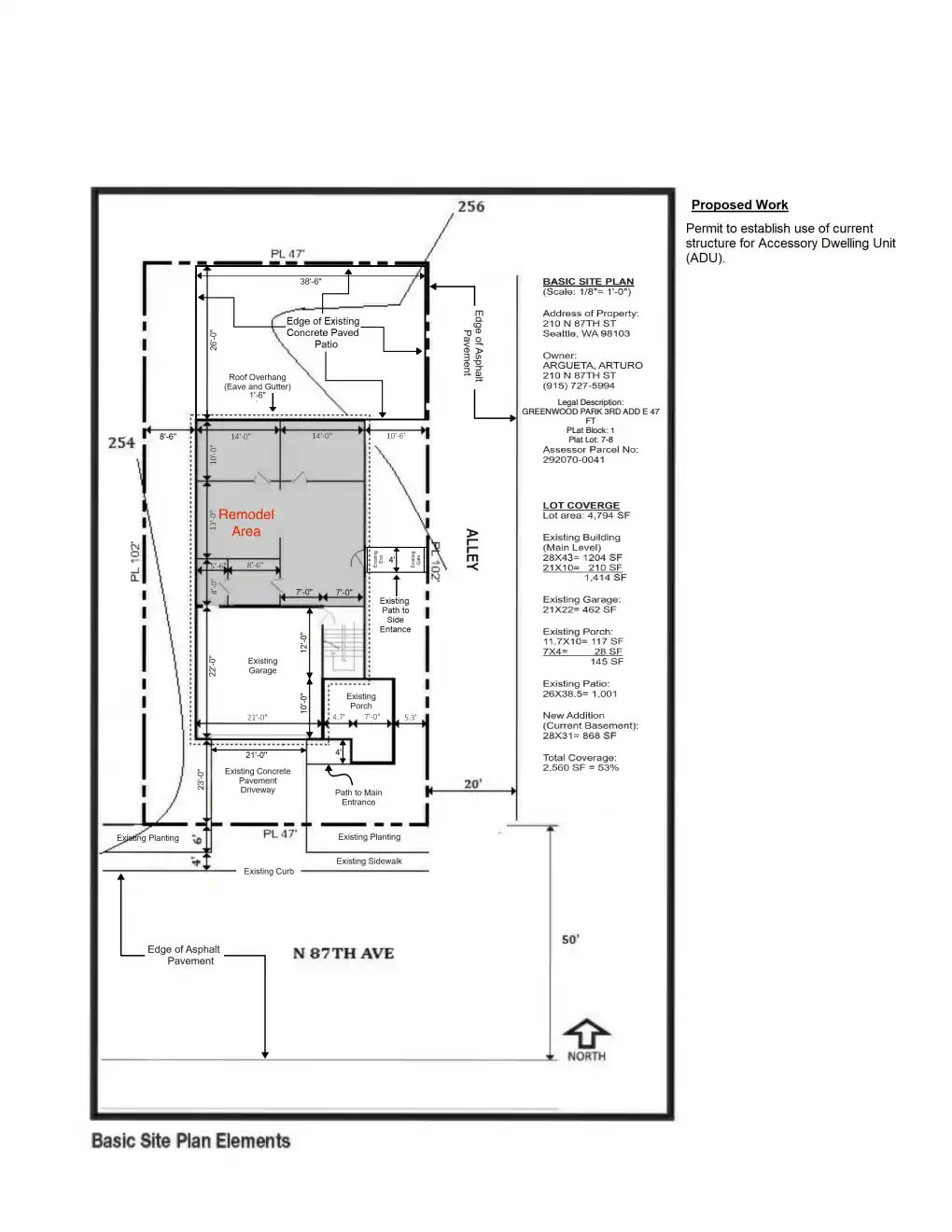 Site plan for 210 N 87th St