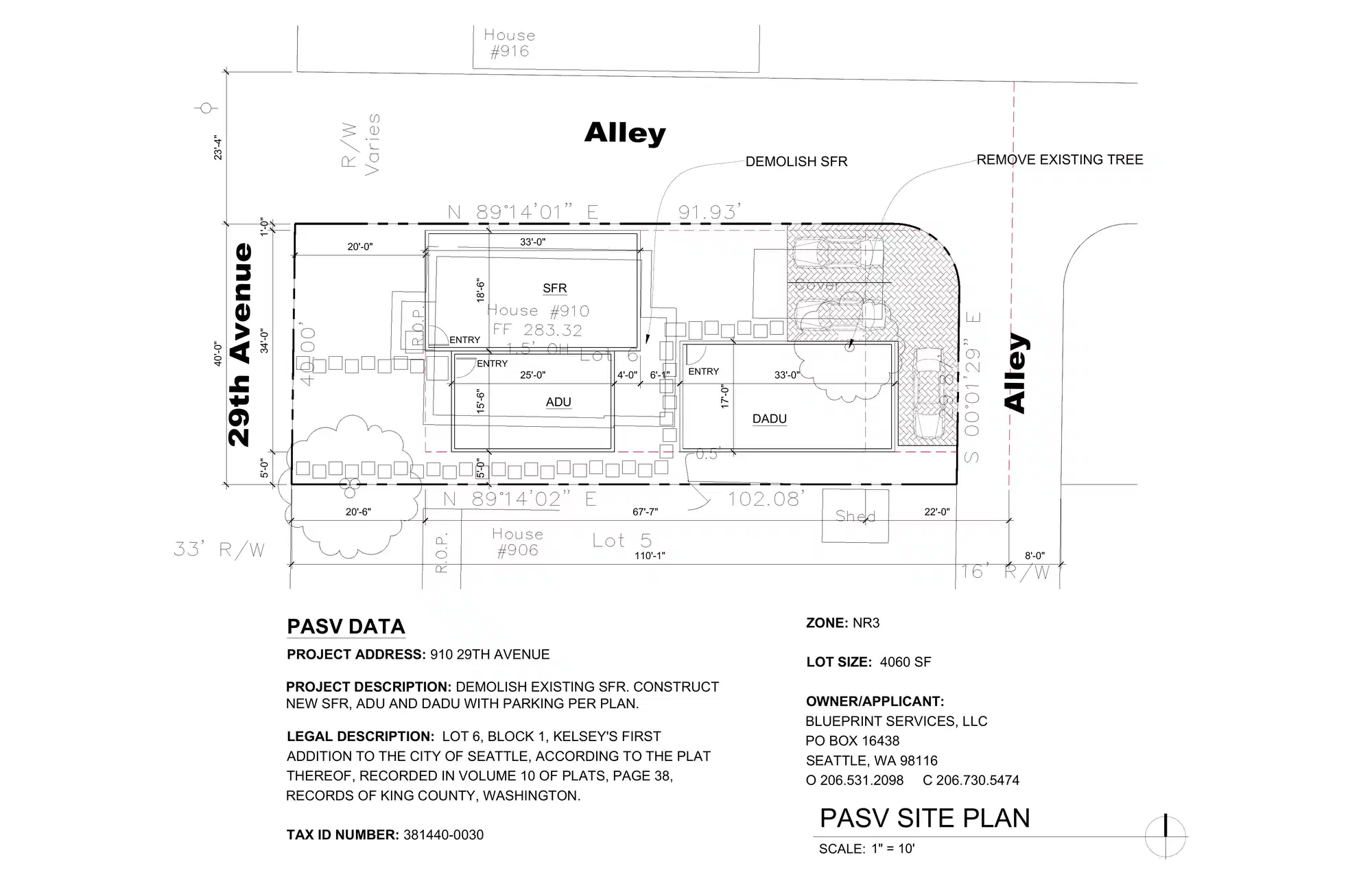 Site plan for 908 29th Ave