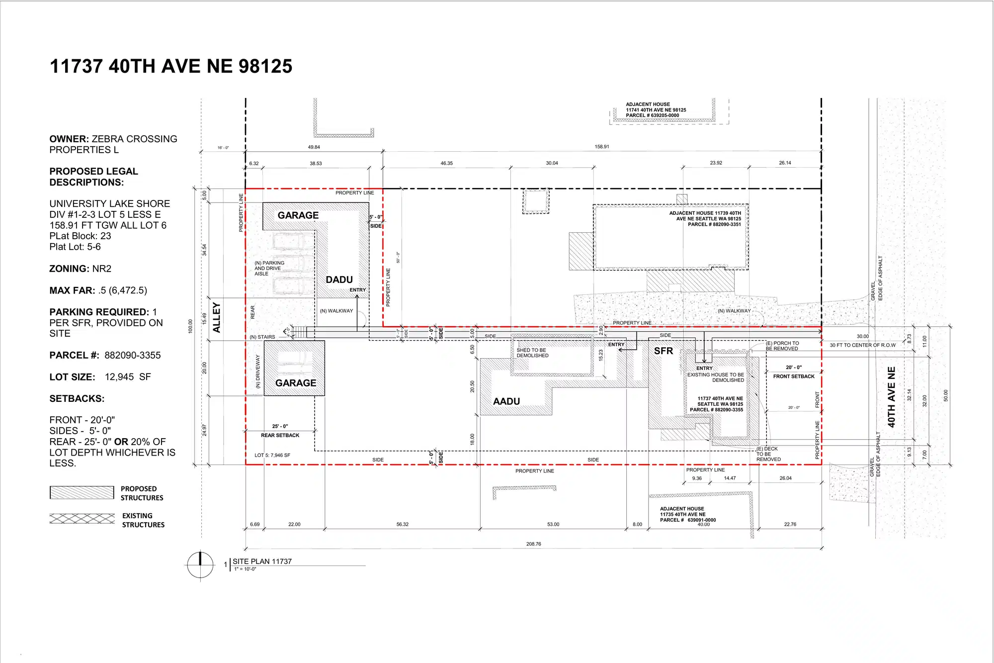 Site plan for 11737 A 40th Ave NE