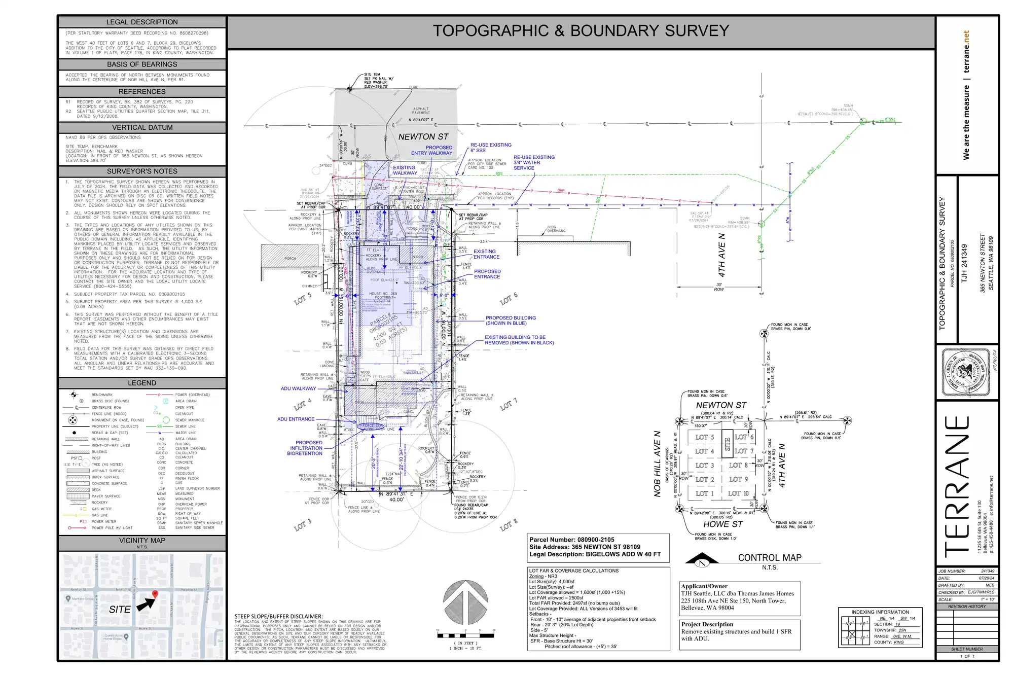 Site plan for 365 Newton St