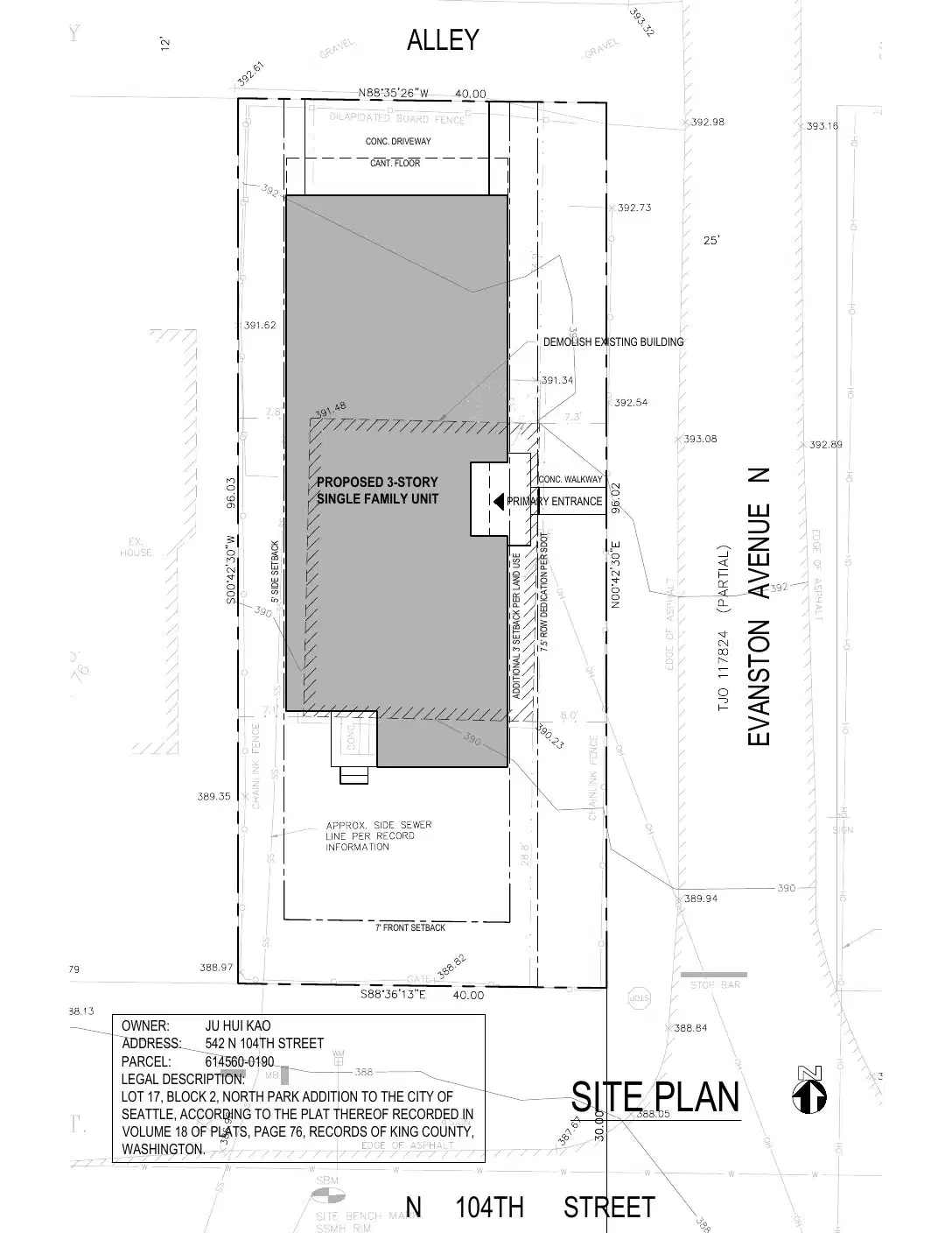 Site plan for 542 N 104th St