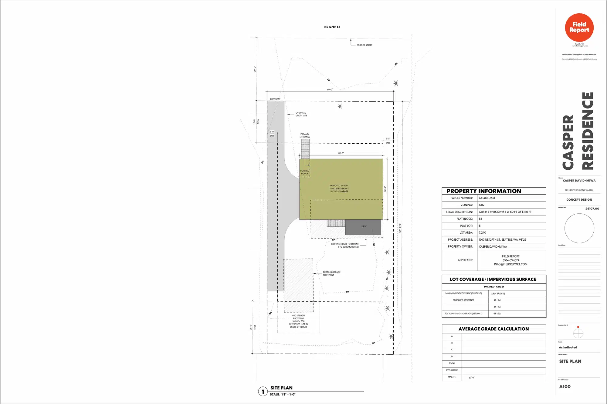 Site plan for 1019 NE 127th St
